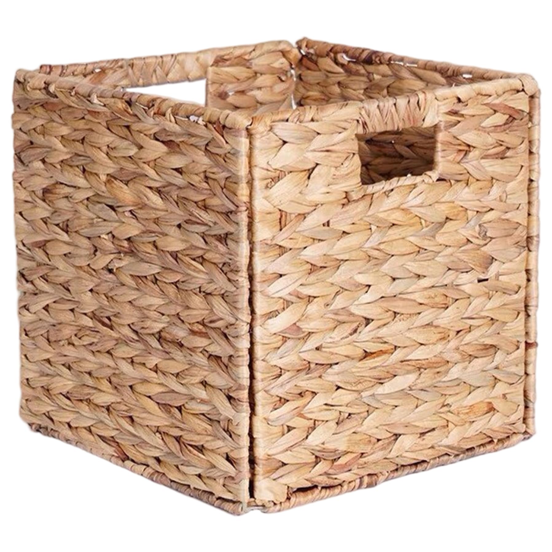AwnsIMfreien Woven Storage Basket, 11x11x11 Inch Water Hyacinth Woven Storage Basket, Easy to Clean Closet Organizer with Handle for Shelves, Bathroom Baskets