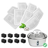 Leo's Paw Replacement Filters For Stainless Steel Cat Water Fountain Multi-Layer Filtration High-Density Cotton & Activated Charcoal Filters Out Hair, Dirt, & Food Particles (8 Filters + 8 Sponges)
