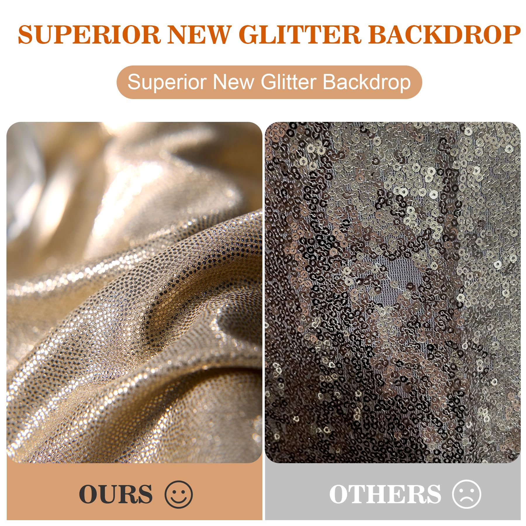 3 x 3 m di spessore champagne glitter sfondo tende a pannelli per feste, senza pieghe, paillettes scintillanti, sfondo fotografico, 2 pannelli 1,5 x 3 m Shimmer Back Drop Cloth per matrimoni e