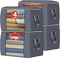 Vista 70 de Fab totes Paquete de 8 bolsas de almacenamiento plegables para mantas, contenedores de almacenamiento para organizar dormitorio, armario, ropa, Gris