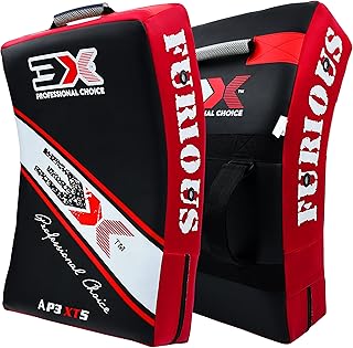 3X Sports Kick Shield Muay Thai Kickboxing,Strike Shield Blocking Pad Curved Muay Thai Punching Foot Target MMA Boxing Training, 3 Padded Handles, Martial Arts Karate TKD (SOLD AS SINGLE ITEM)