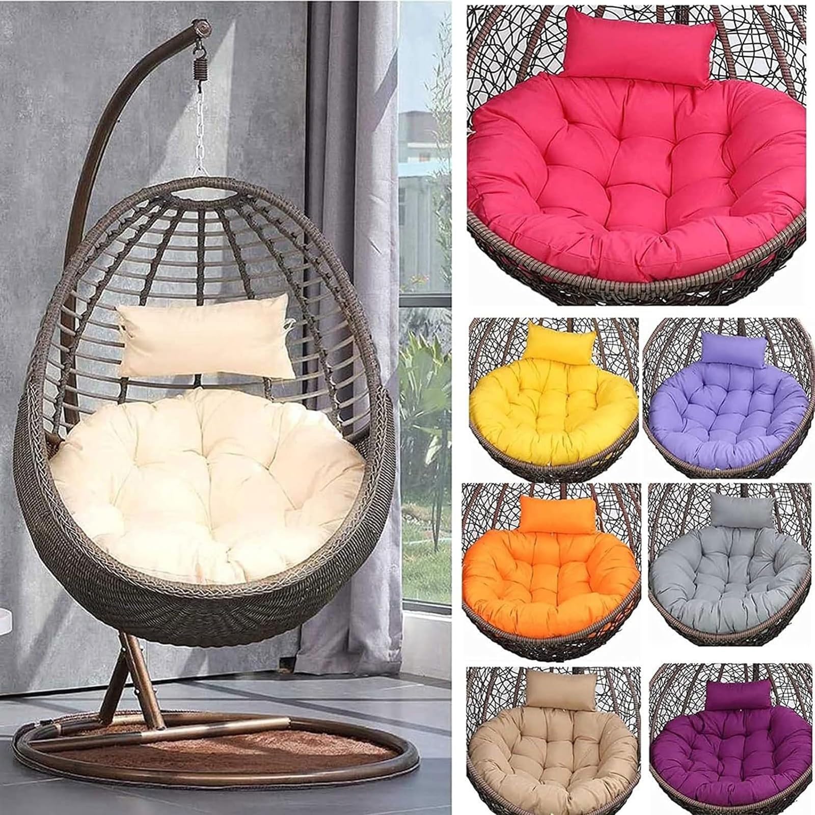 Housse Remplacement Coussin Chaise en Forme D'œUf, Housse Coussin SièGe BalançOire Suspendue D'ExtéRieur, Housse Coussin Hamac en Osier Jardin Lavable Uniquement(B)