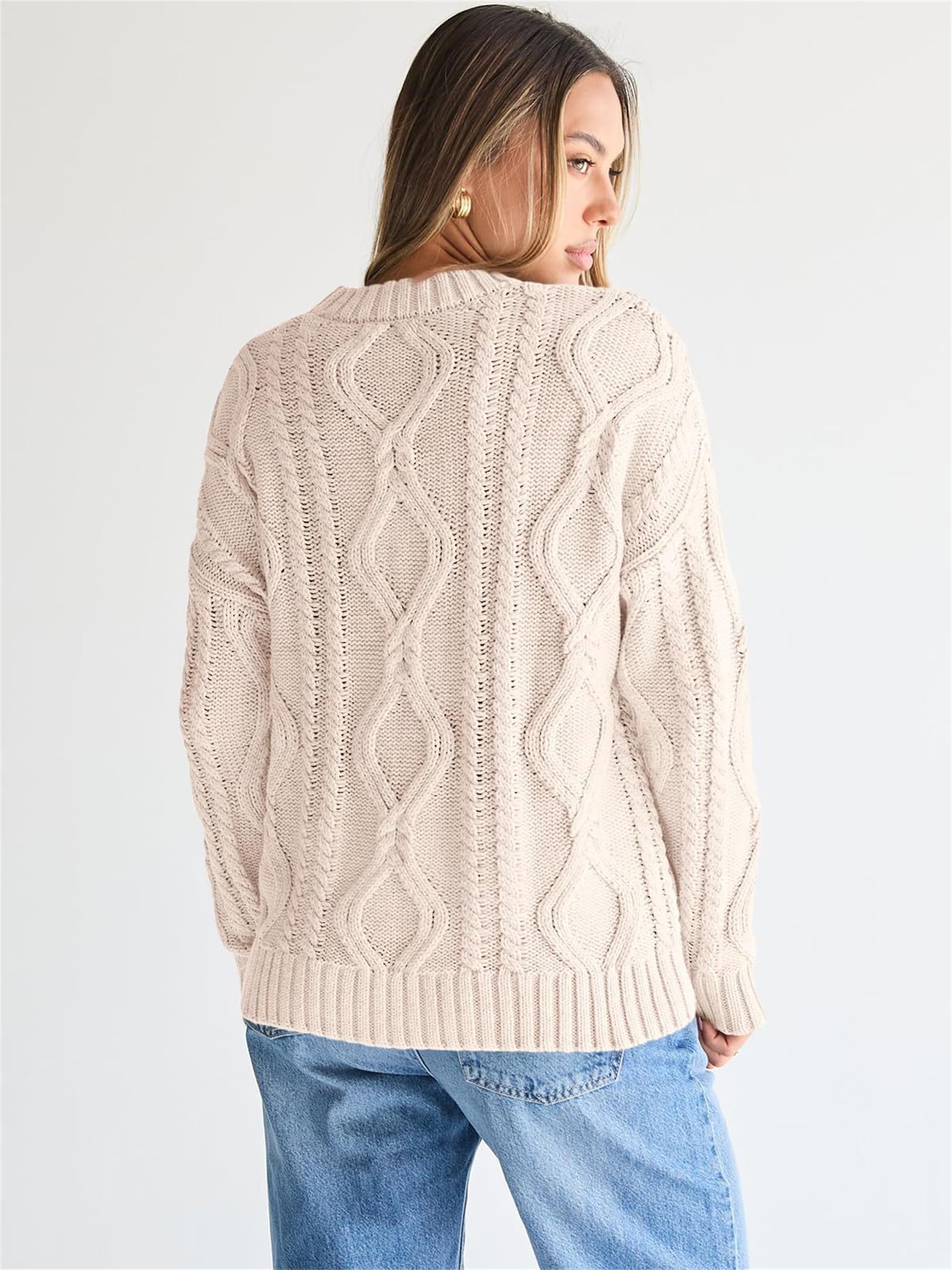 Maglioni girocollo da donna oversize in maglia a trecce 2026 casual vintage moda moda pullover maglioni top