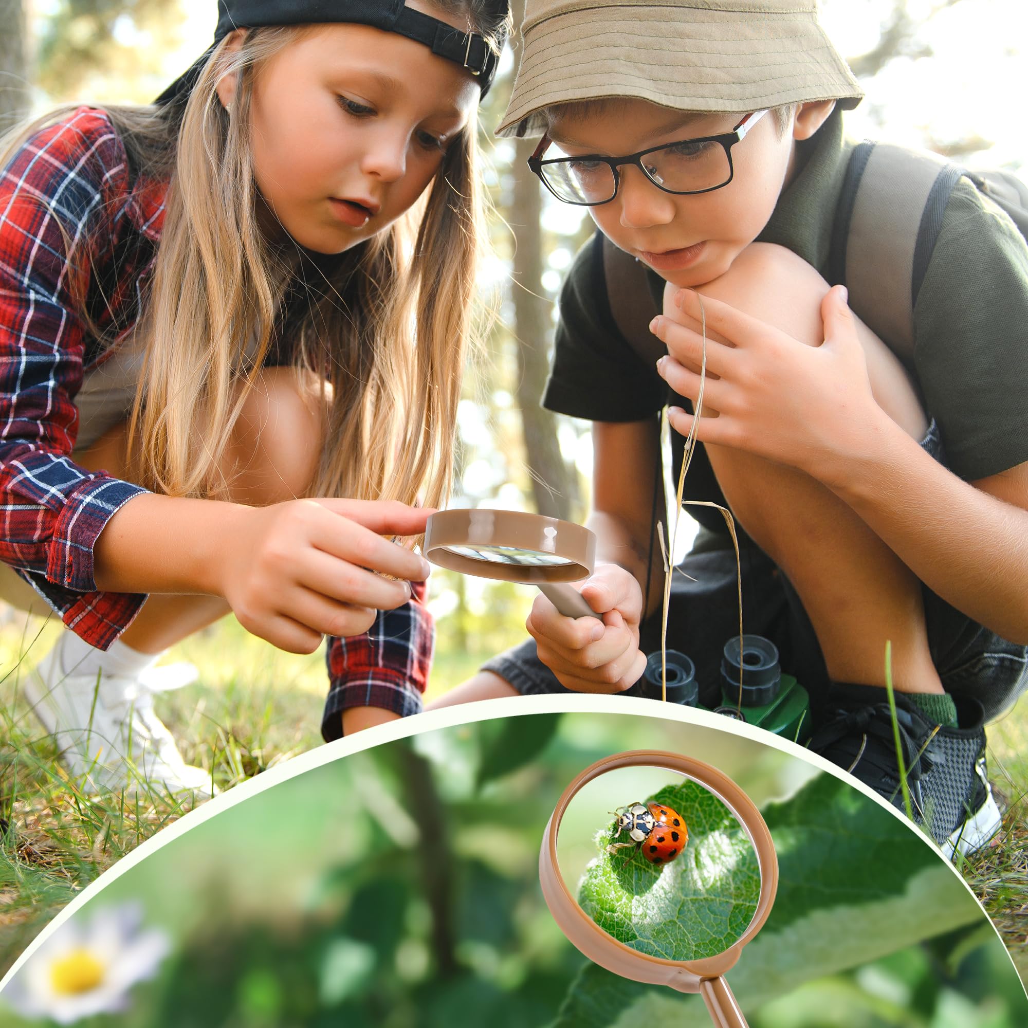 ROBUD Kids Outdoor Explorer Kit, Bug Catching Adventure Set with Butterfly Net, Magnifying Glass, Kids Binoculars, Bug Container, Carry Bag, Educational Toys Gift for Toddler Ages 3+
