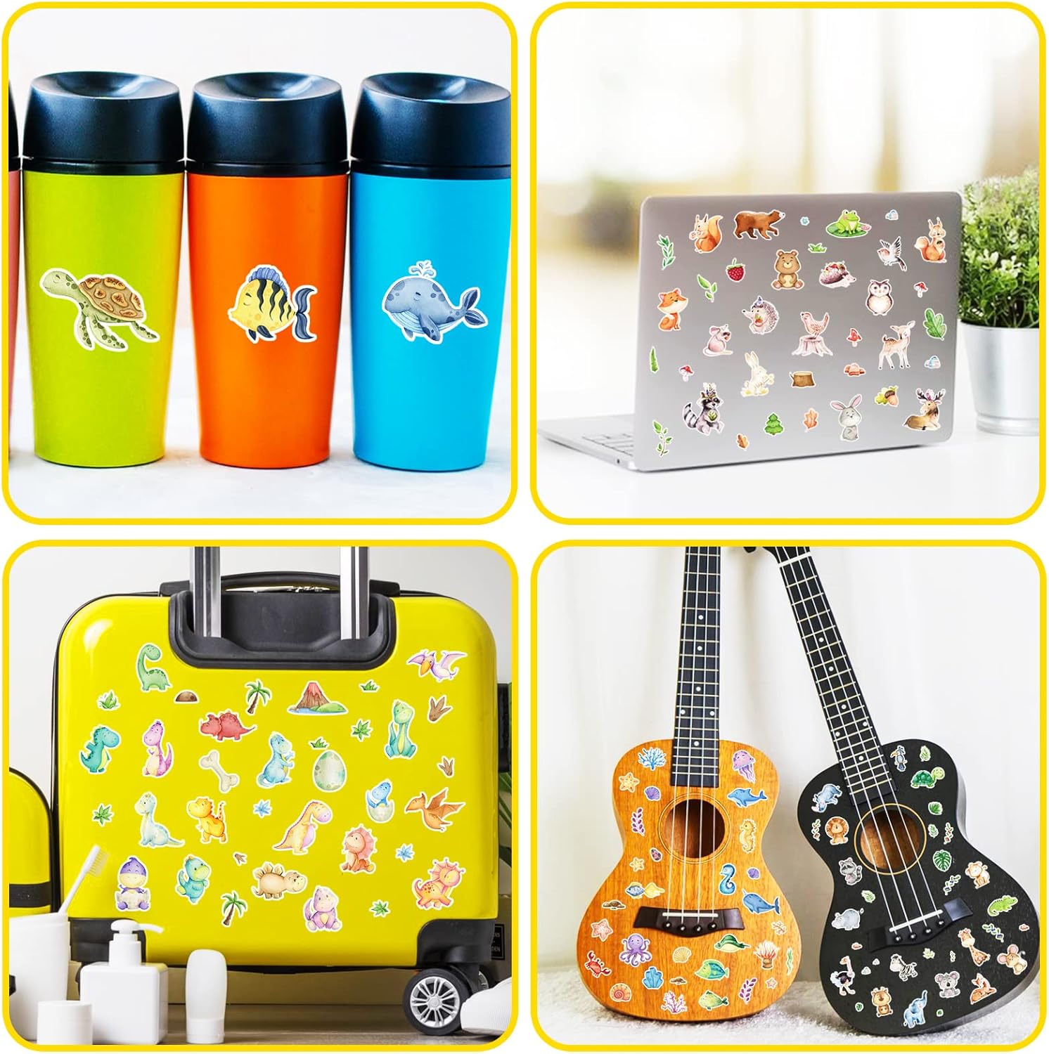 Cute Watercolor Safari Woodland Animals Dinosaur Fish Stickers 715 Count for Toddlers Kids Teens Water Bottle Stickers for Laptop Tablet Phone Case Scrapbook Binders Luggage Guitar School Supplies