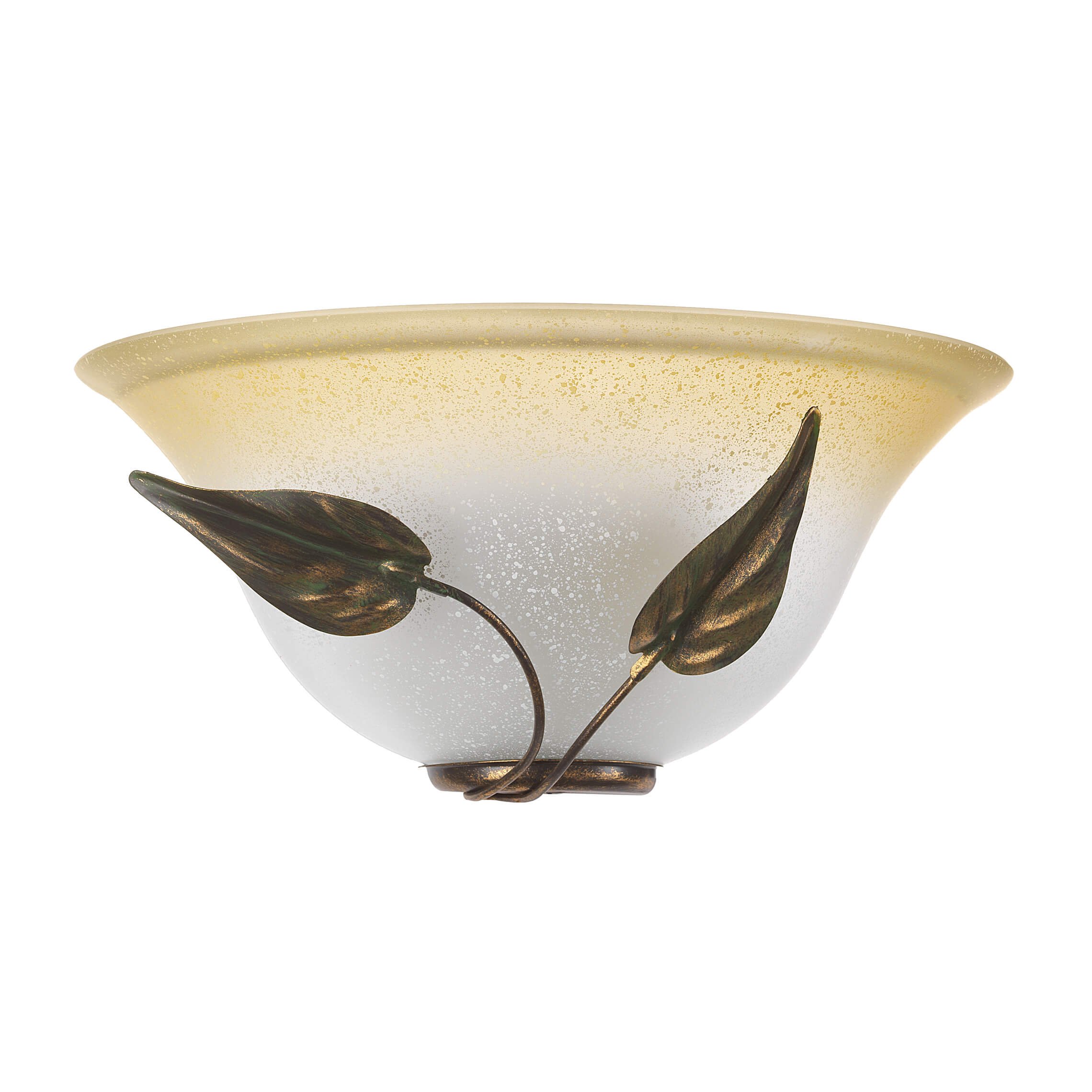 Onli Ámbar Degradado Marfil, Marrón Dorado Cepillado Mira - Aplique De Cristal Color Marfil Degradado Ámbar Y Estructura De Metal Marrón Pelado Dorado