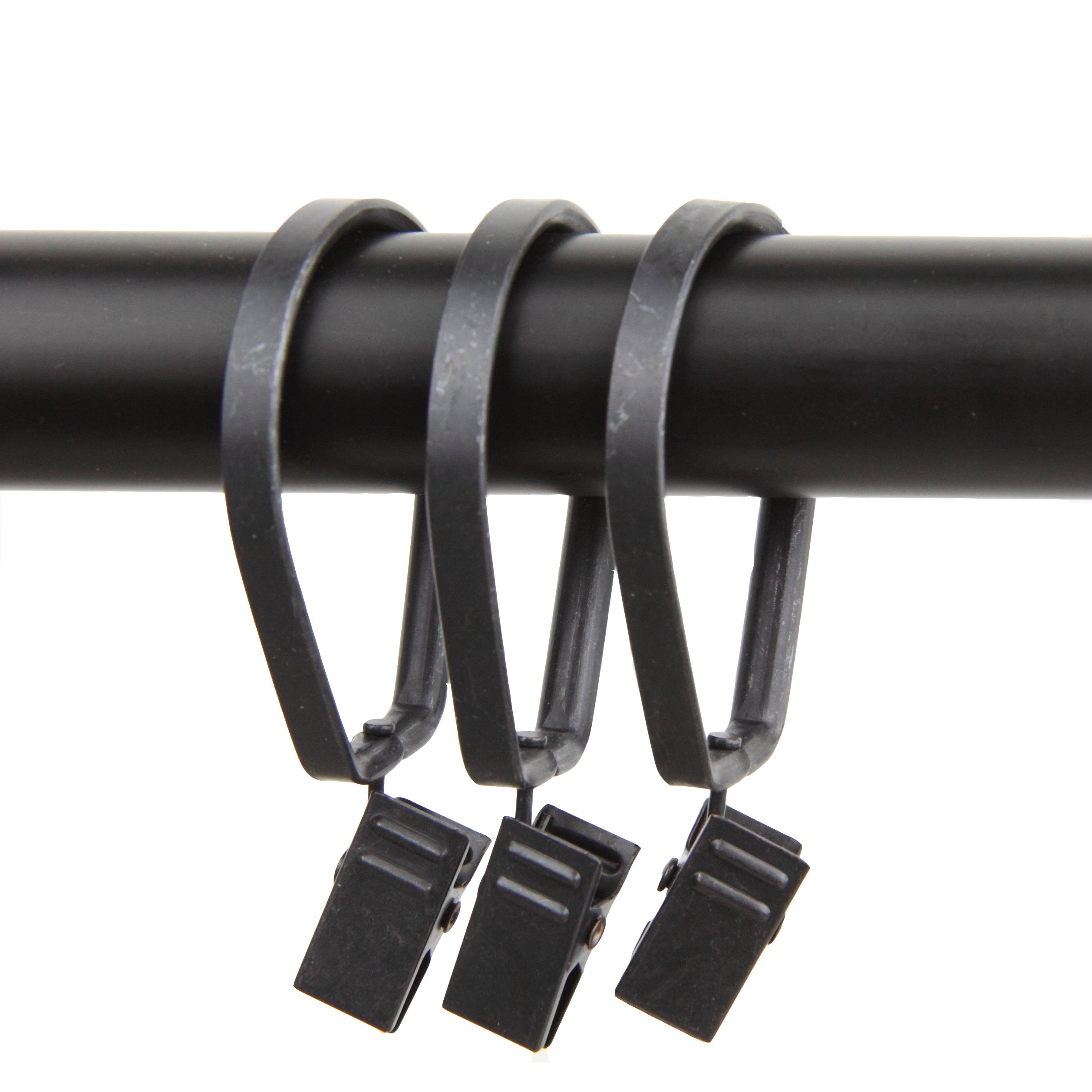 Rod Desyne Vorhang-Ringe Mit Clip – Schwarz, Für Stangen Bis 2,5 Cm, Set Mit 10 Stück