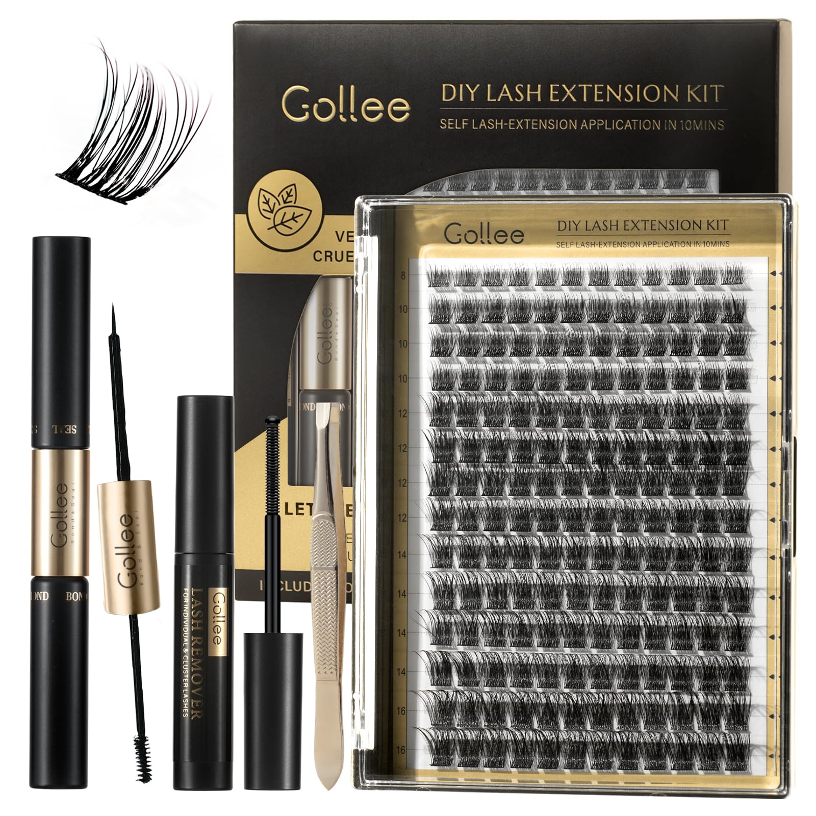 GOLLEE Pestañas Postizas Kit Pestañas Pelo a Pelo kit de pestañas postizas pelo a pelo kit extensiones de pestañas lashes pestañas kit diy lash extension kit de rollo D 8-16MM D04