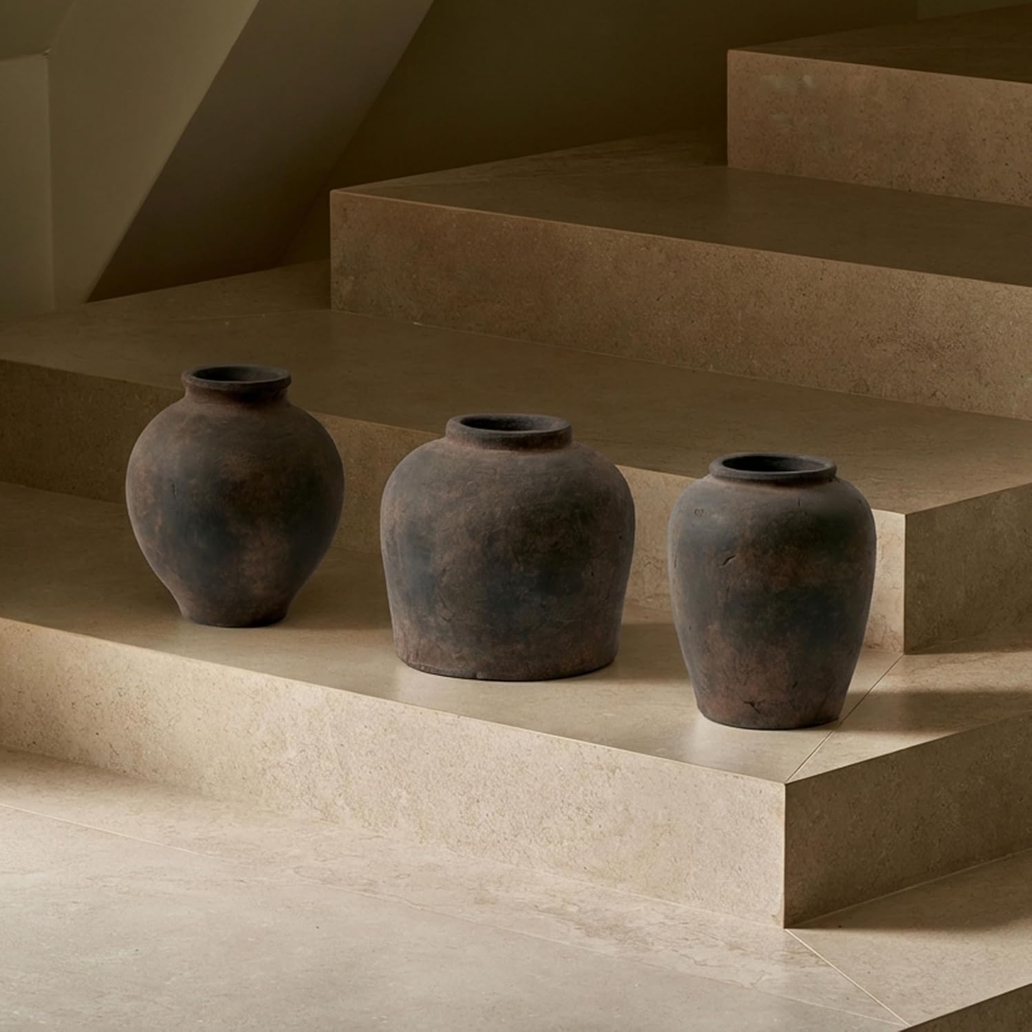 LB2 Brown Ceramic Large Vase, 11" Tall Zen Style vase, Terra Cotta Pitcher, Distressed Farmhouse Decor, Pottery Decorative Flower for Home Decor (C - Brown 11") - Image 5