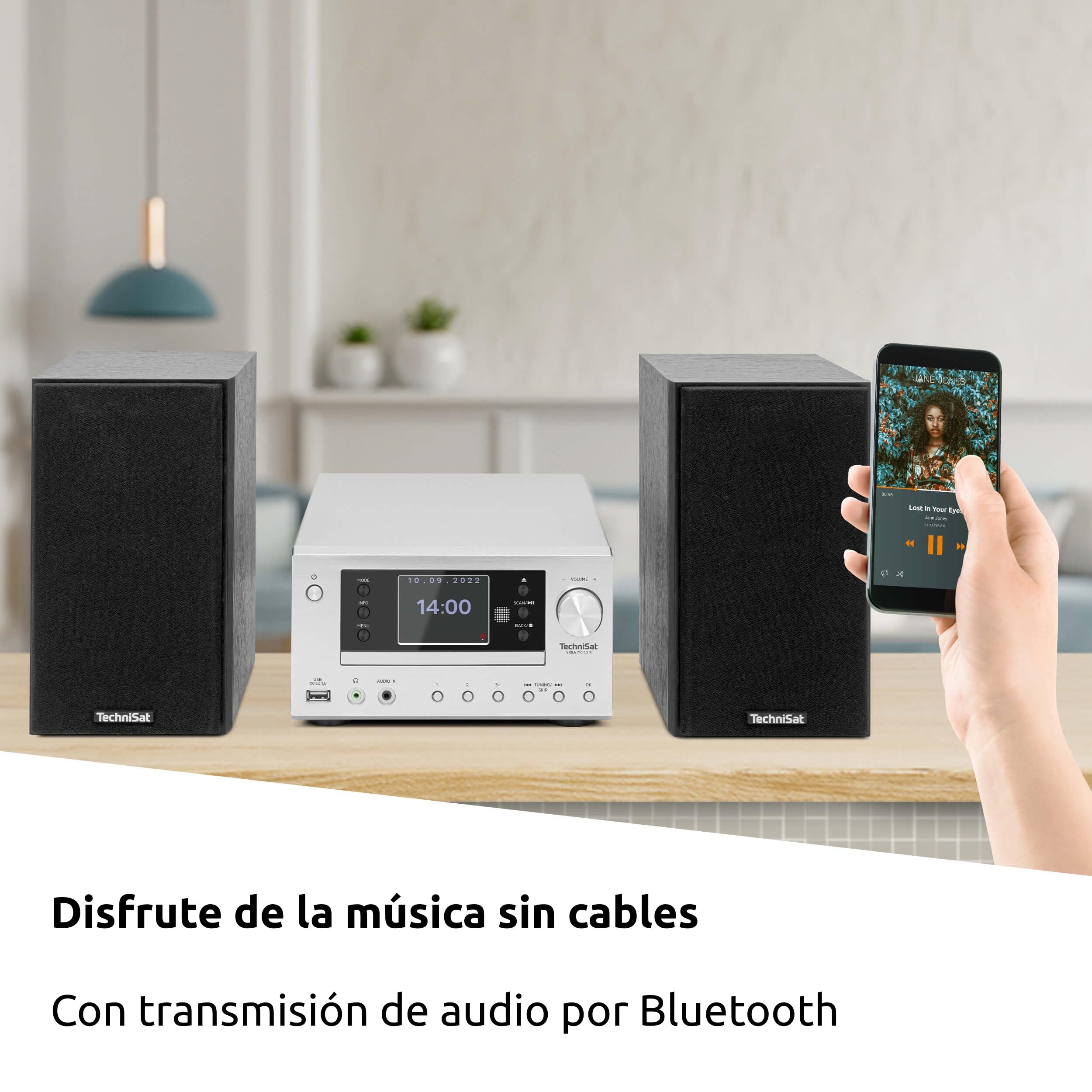 TechniSat Viola 710 CD IR - Equipo Hi-Fi Compacto (Radio Internet, Dab+, FM, CD, Bluetooth, Altavoces estéreo 2x20 W RMS, Toma Auriculares, Despertador, Sleep Timer, Mando a Distancia)