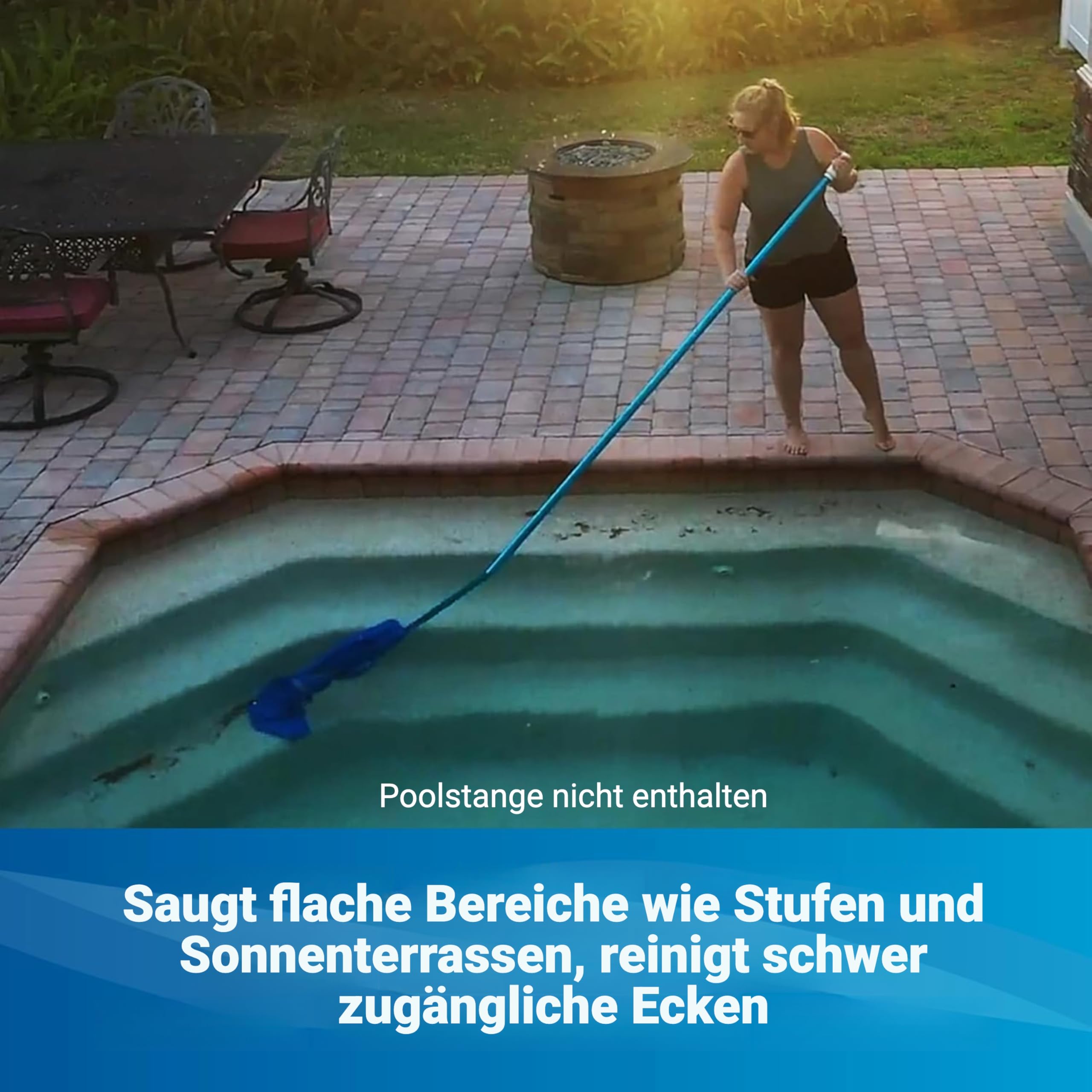 Water Tech Pool Blaster Max Li Schwimmbadstaubsauger, mit wiederaufladbarer Akku, kabelloser Poolsauger, Bürstenkopf 27cm, großer Filterbeutel