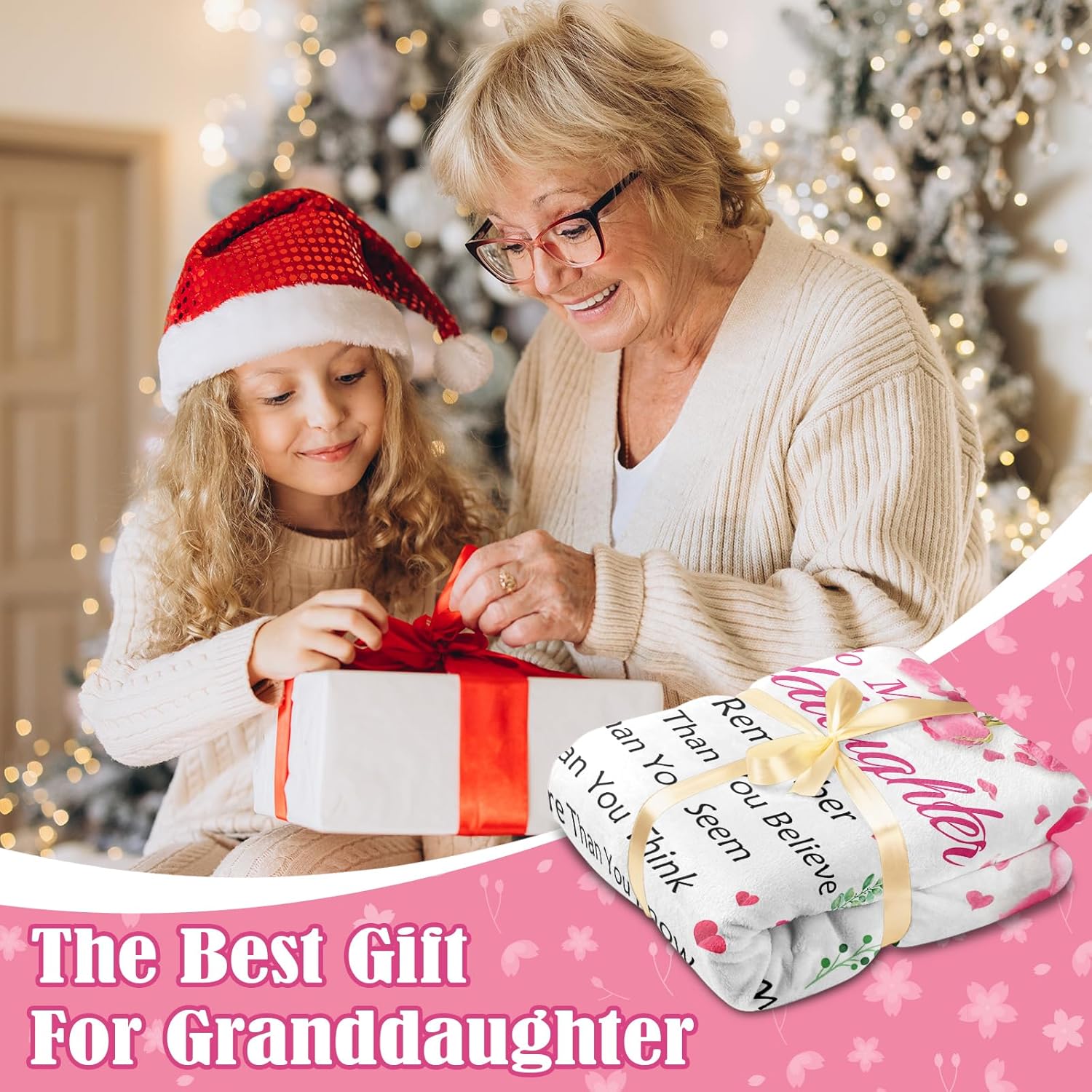 Valentines Day Gifts for Granddaughters - Granddaughter Gifts from Grandma Grandpa - to My Granddaughter Blanket - Graduation Birthday Stuffers for Teen Girl - Granddaughter's Blanket 50"X60" - Image 2