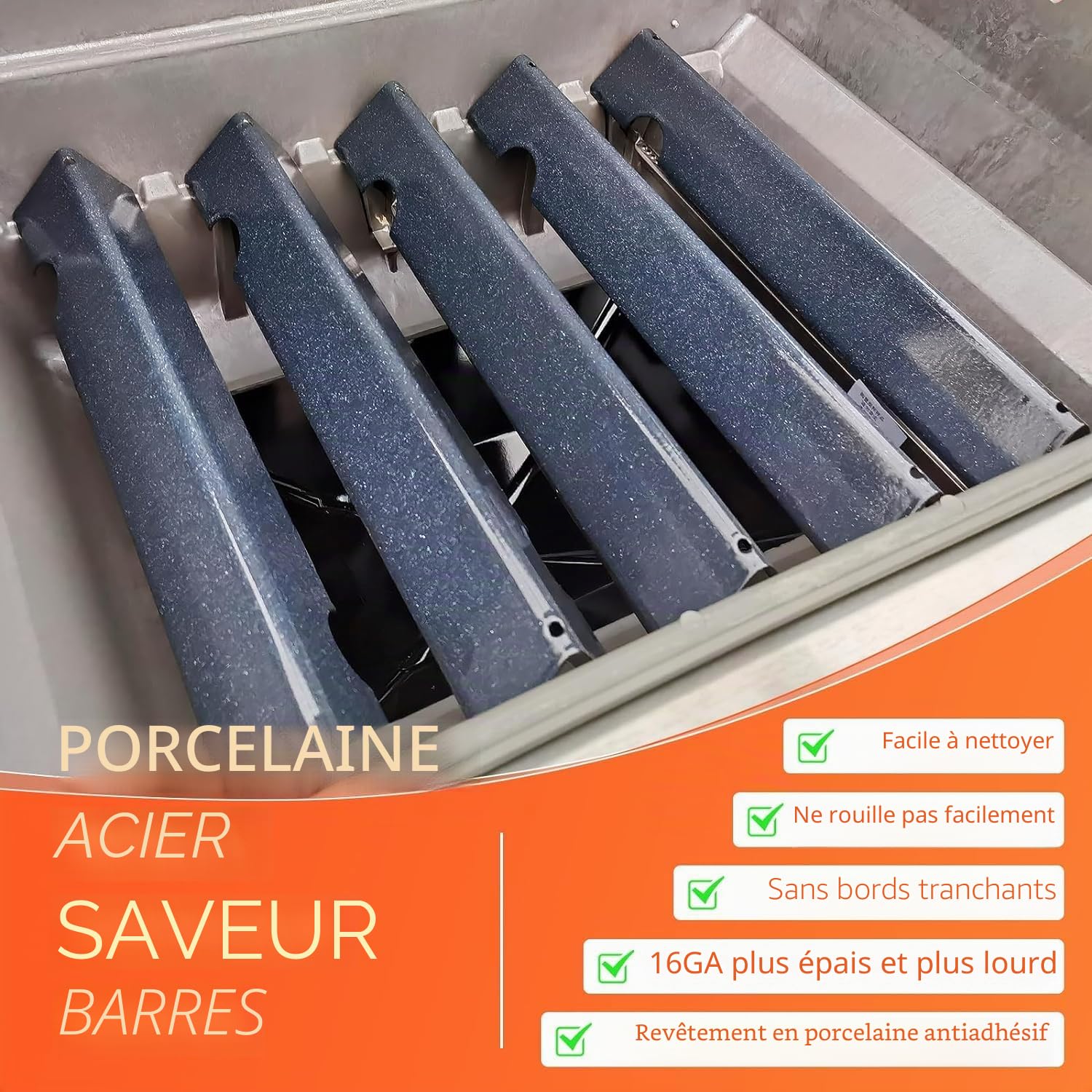 GFTIME Barres aromatisantes de 43,4 cm pour Weber Genesis II/LX 300 Series II E-310, II E-330, II E-335, II S-335, II LX S/E-340, Plaques chauffantes pour barbecues à gaz Weber 66032/66795