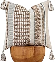 Vista 11 de AmHoo - Fundas de almohada de 18 x 18 pulgadas con borlas, fundas de almohada decorativas tejidas con textura de chenilla estilo boho para sofá