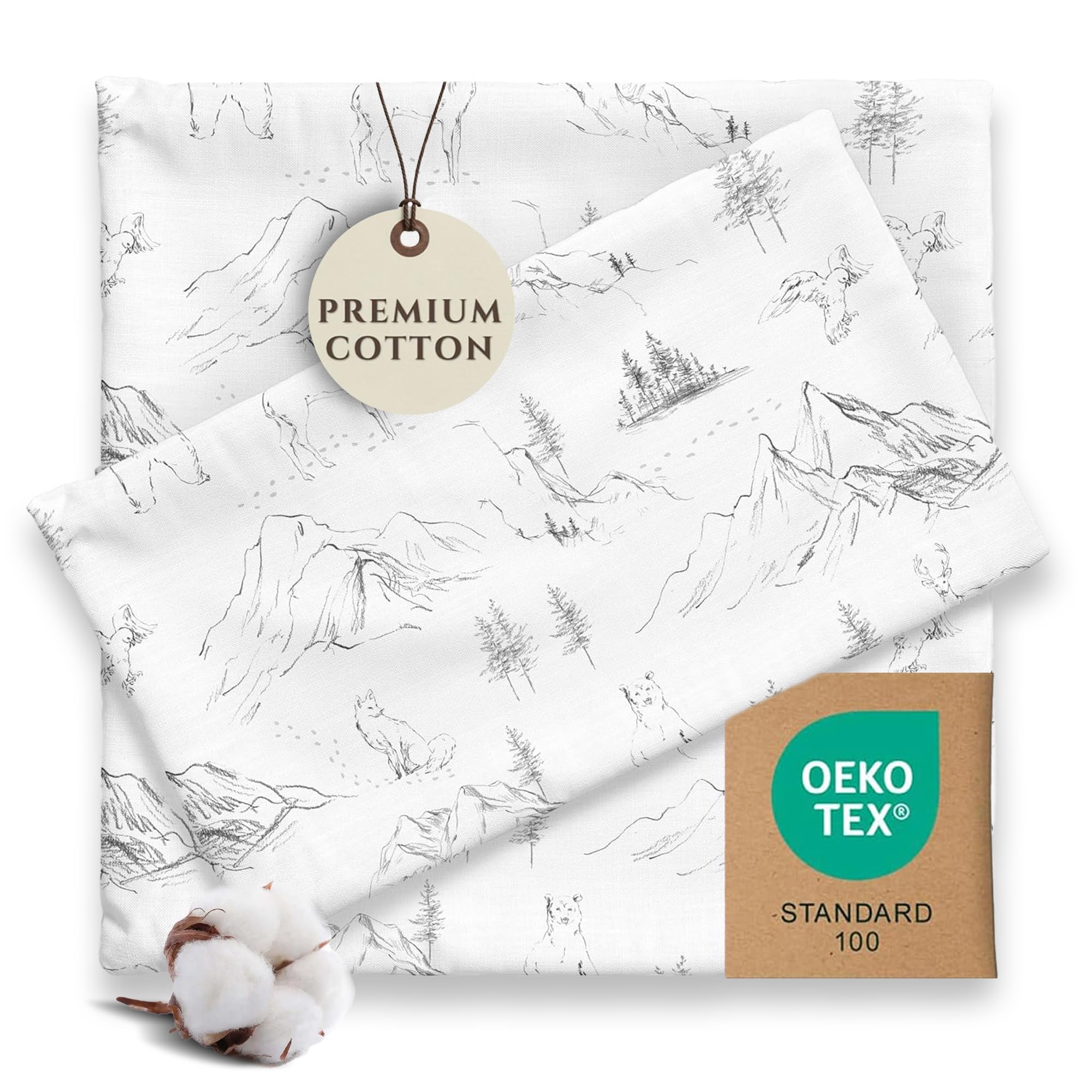 Pobibaby Twin Sheet Set Kids, 3-Piece, Cotton Blend (Explore Monochrome)