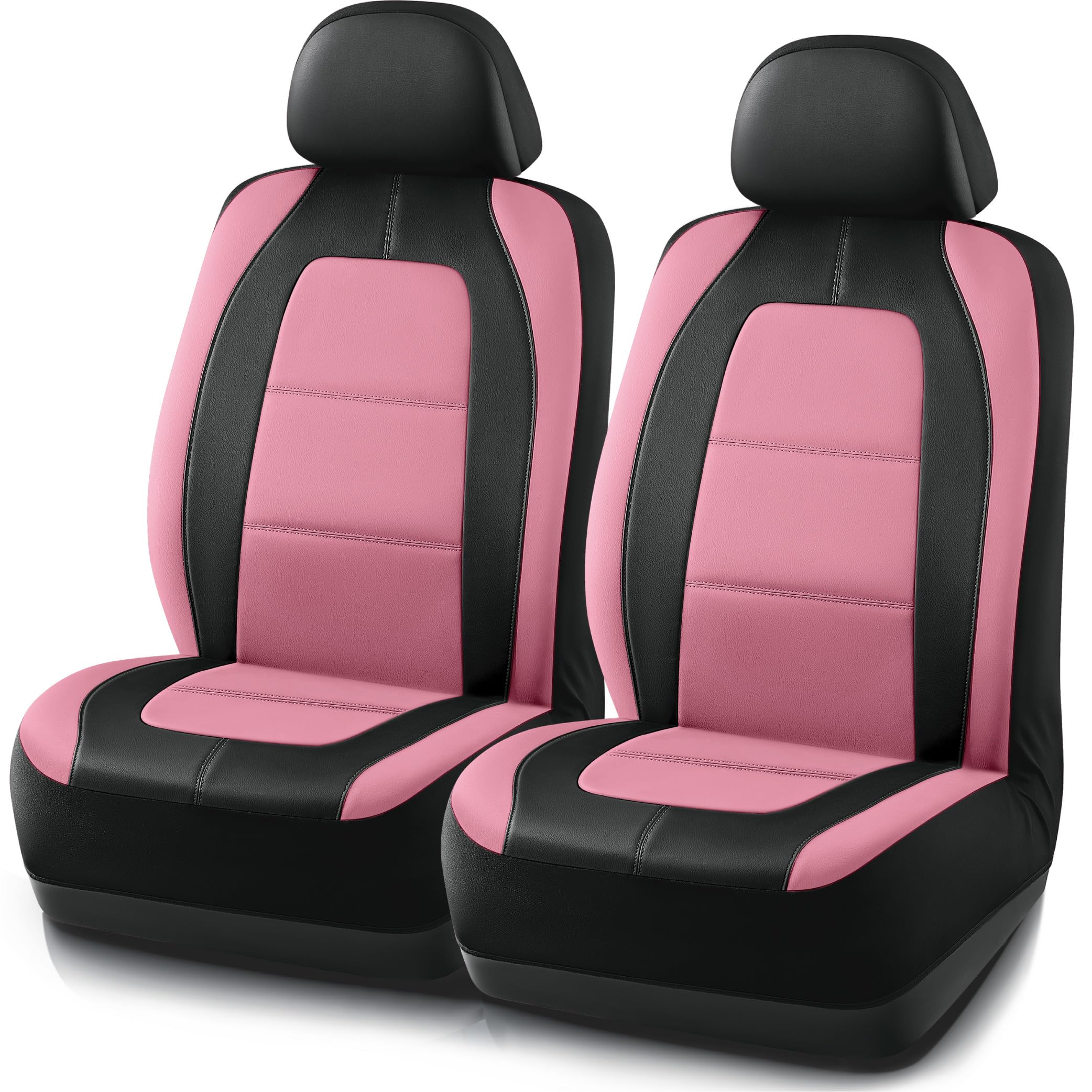 Road Comforts Car Seat Cover, Leather Car Seat Covers, Front Low Back Sport Seat Covers, Airbag Compatible, Universal Fits for Most Cars (Pink)