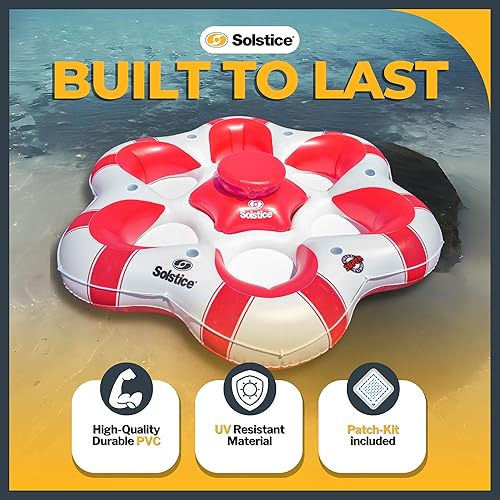 Miniatura 5 de SOLSTICE Super Chill - Tubo flotante inflable para 6 personas con portavasos, enfriador, parte inferior de malla, respaldo, asas de agarre para