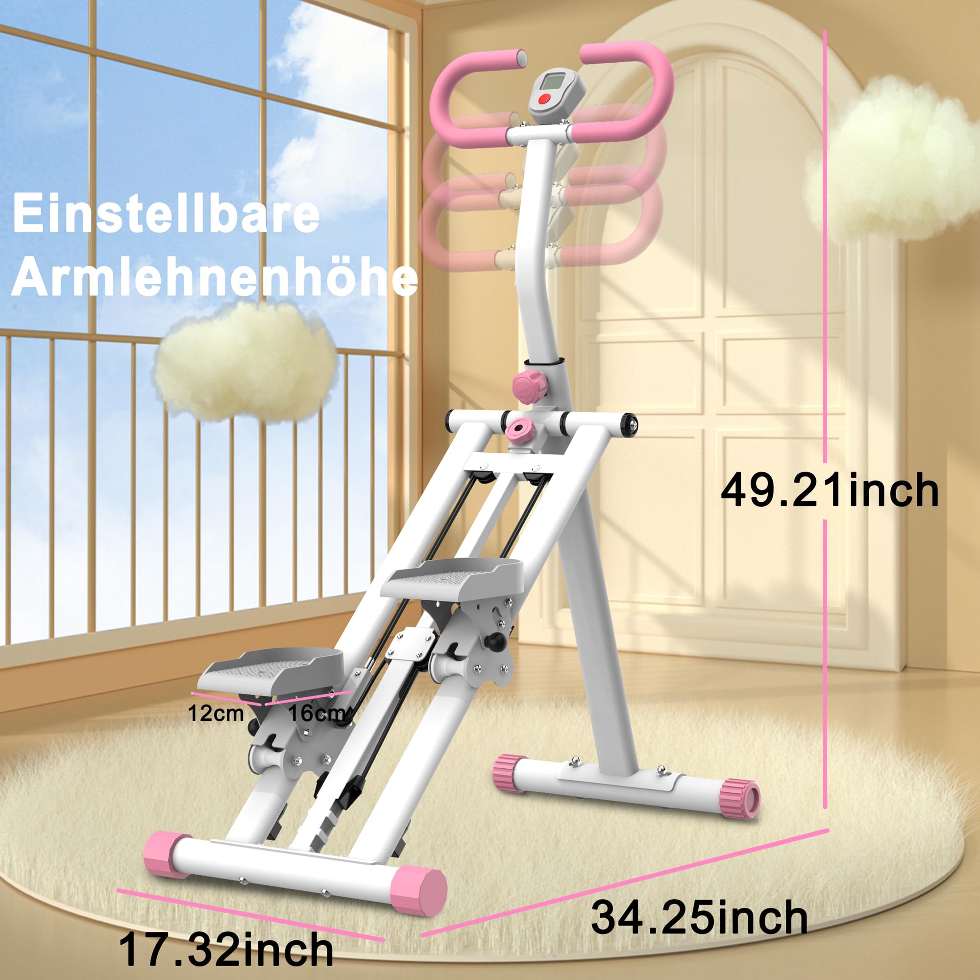 Stair Stepper con resistenza regolabile per la casa – Dispositivo di aggiornamento con tracciamento LCD e design salvaspazio, ideale per casa, palestra, appartamento e ufficio