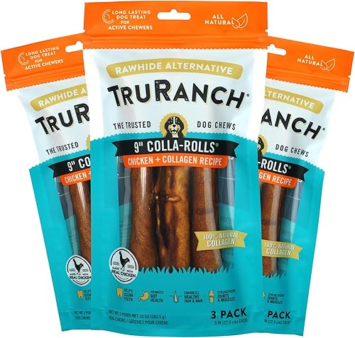 Miniatura 3 de TRURANCH Rollos de colágeno – Rollos de colágeno de 9 pulgadas para perros – Tratamiento saludable de larga duración para las articulaciones –
