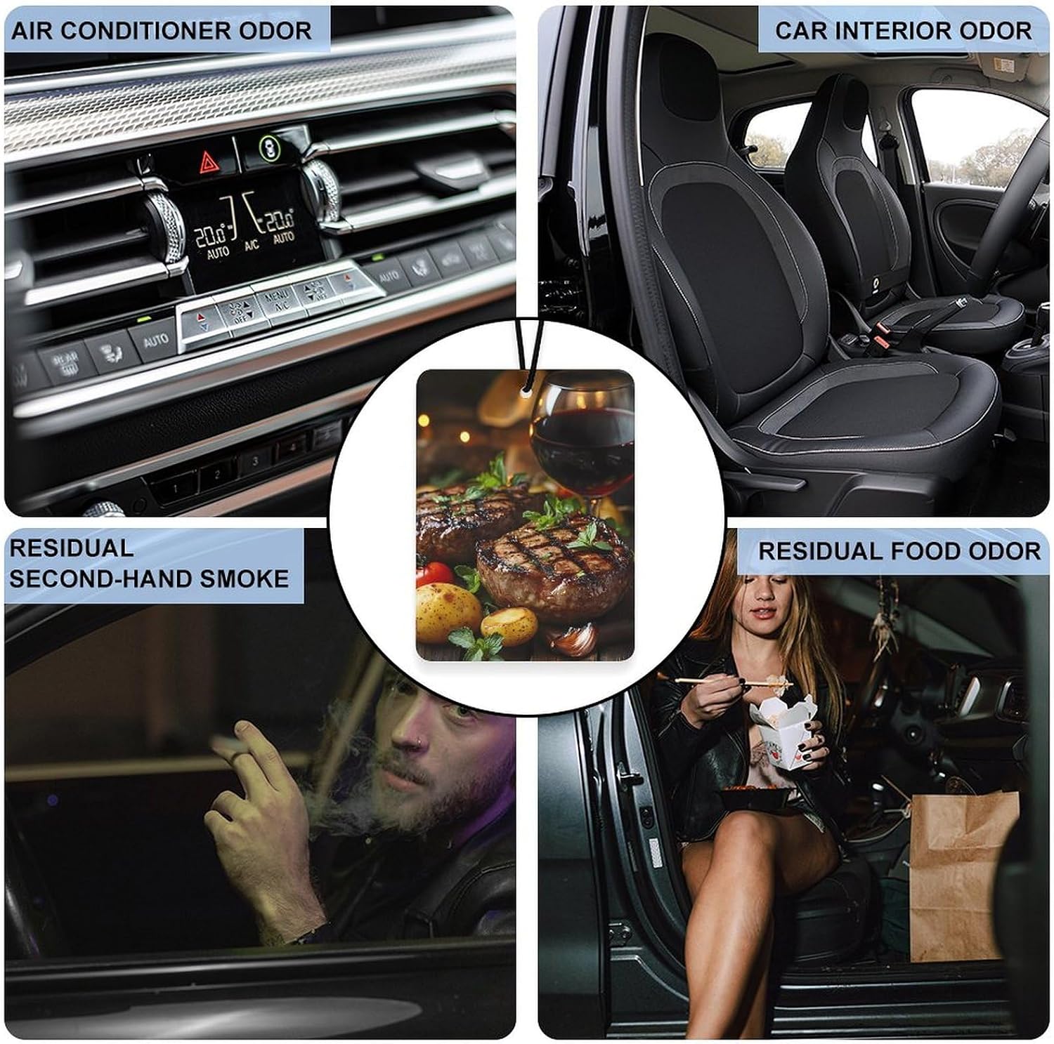 Steak Car Air Freshener Hanging Aromatherapy Tablets for Car Accessories Square