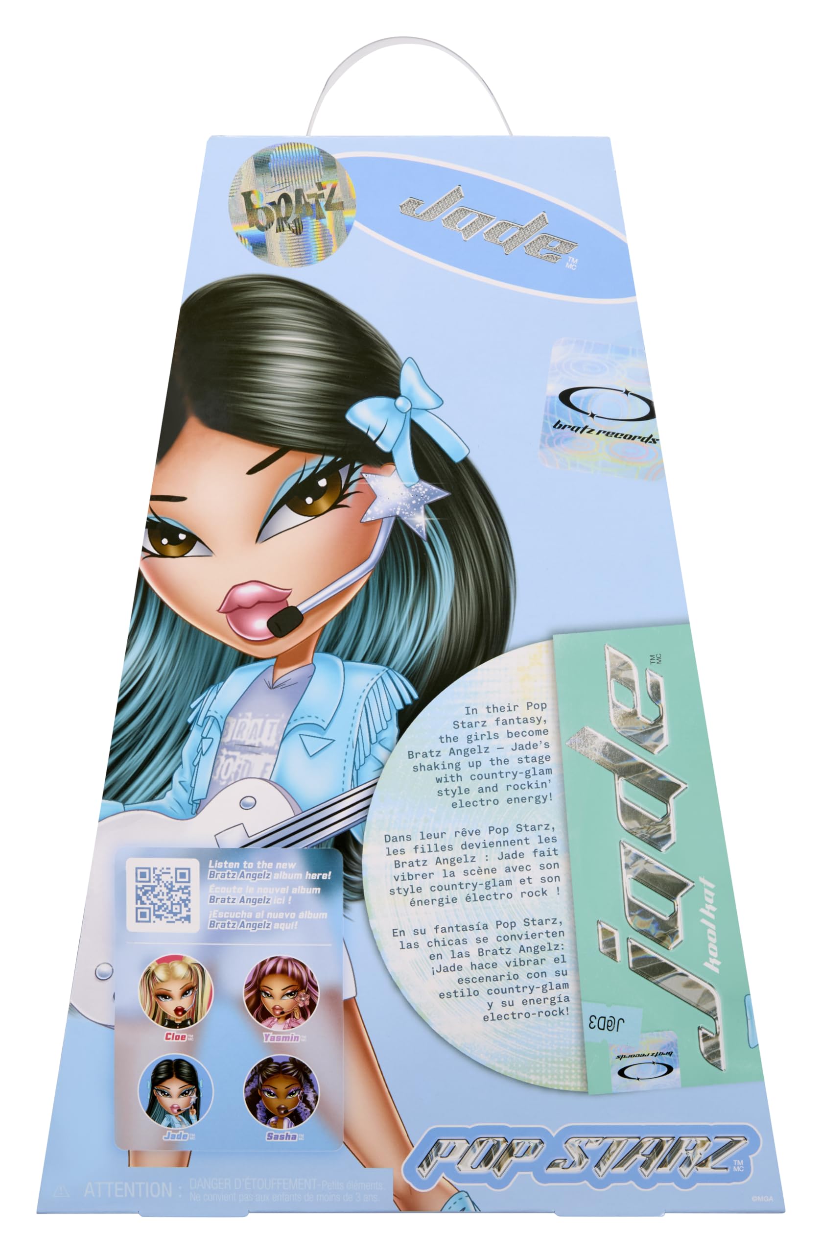 Bratz Pop Starz Jade - Bambola fashion con charm da collezione, outfit e accessori musicali