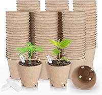 Vista 7 de 131 macetas de turba orgánica, maceta de vivero de 3.15 pulgadas, macetas redondas con agujeros de drenaje, bandeja de inicio de semillas pequeñas a