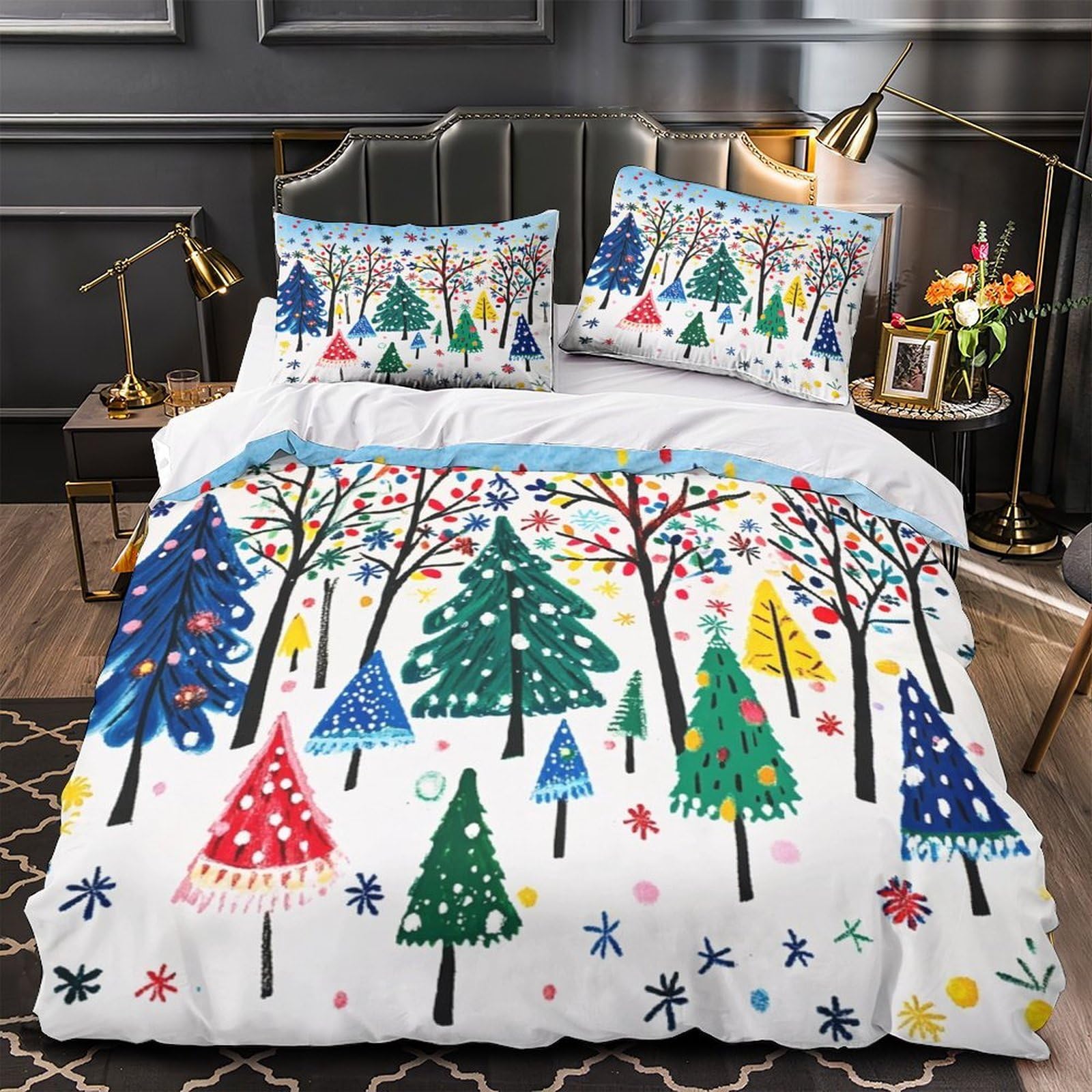 Sapins de Noël Housse de Couette Légère et Confortable avec Zip