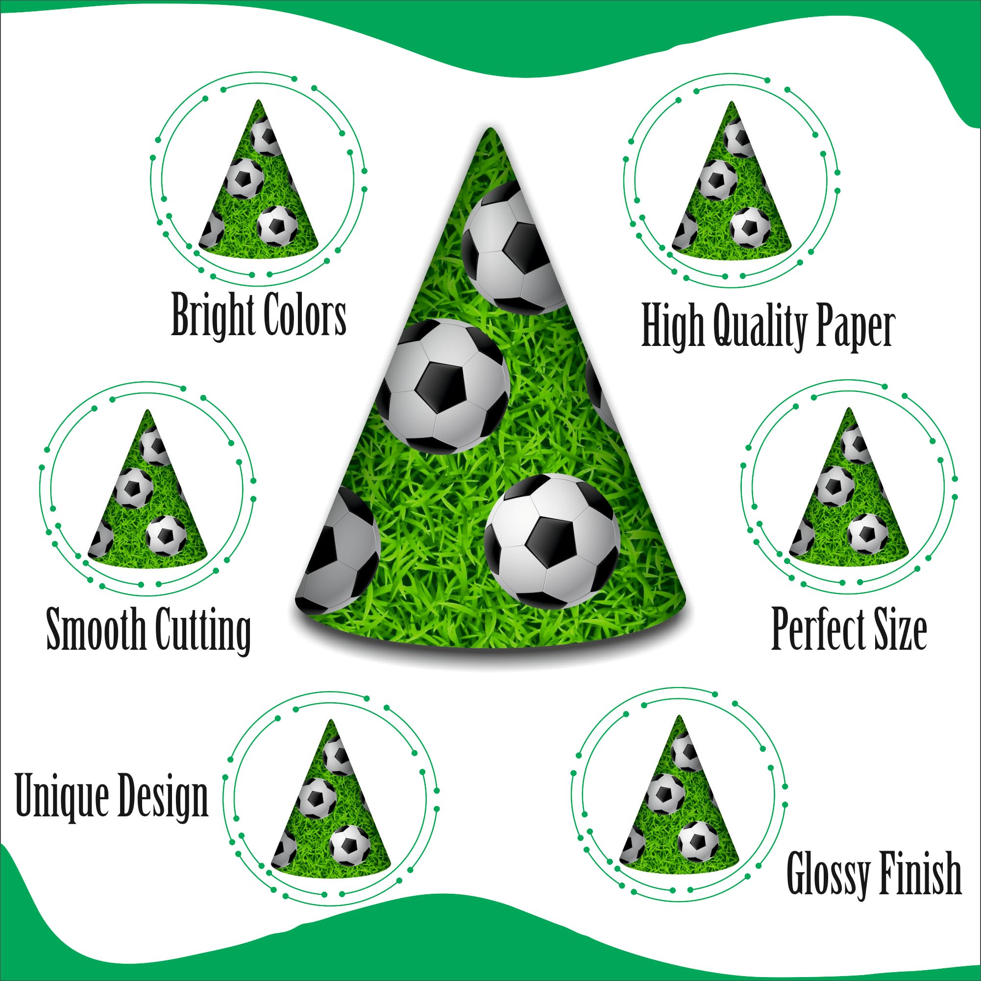 Party Baazaar Soccer Birthday Cap for Kids | Football Theme Party Hat for Boys | Sports Party Decoration (Pack of 10) 4