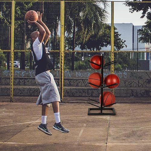 Miniatura 5 de Organizador de baloncesto para almacenamiento de bolas de metal, almacenamiento deportivo para interiores y exteriores
