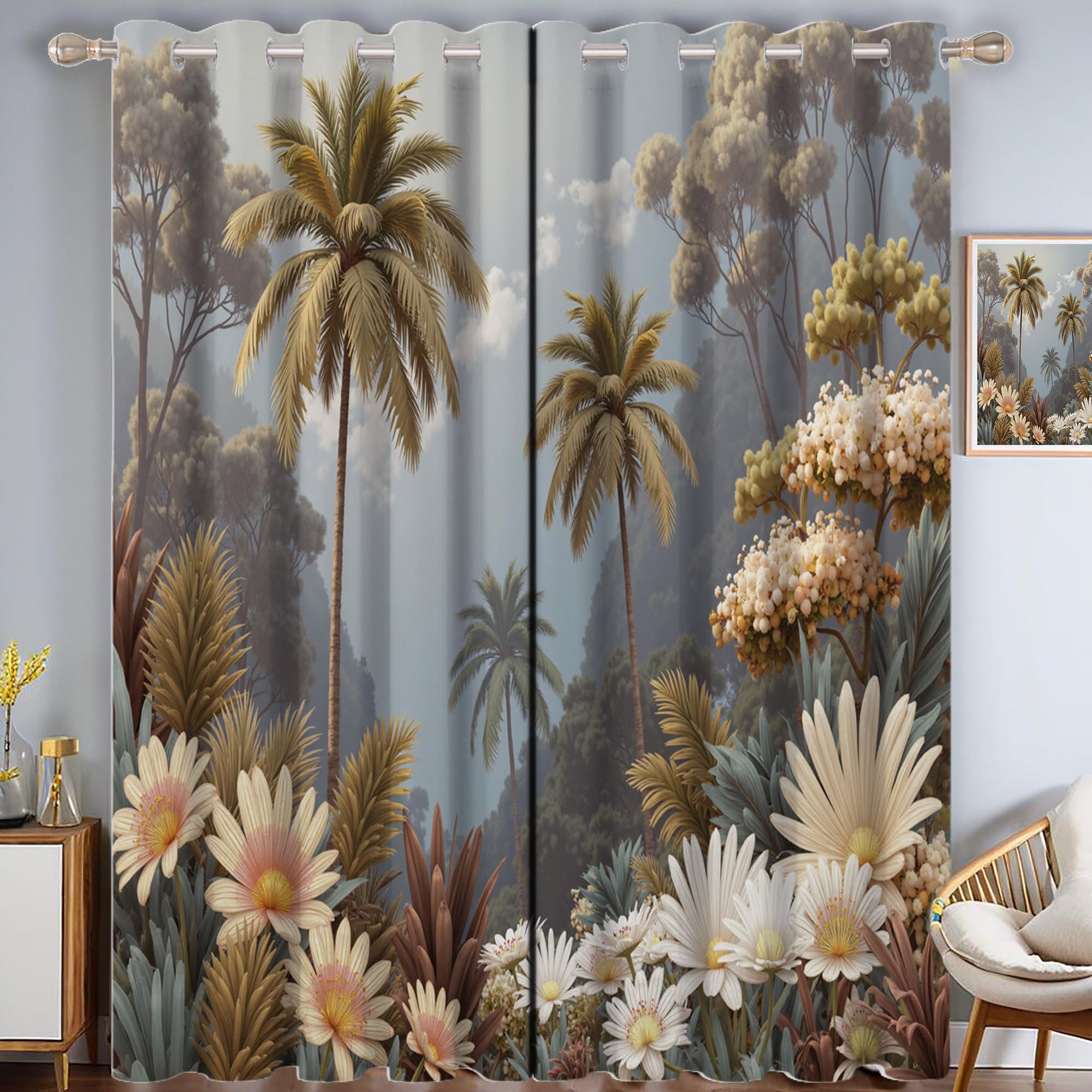 Rideau forêt tropicale anti-froid pour salon nature et chaleureux