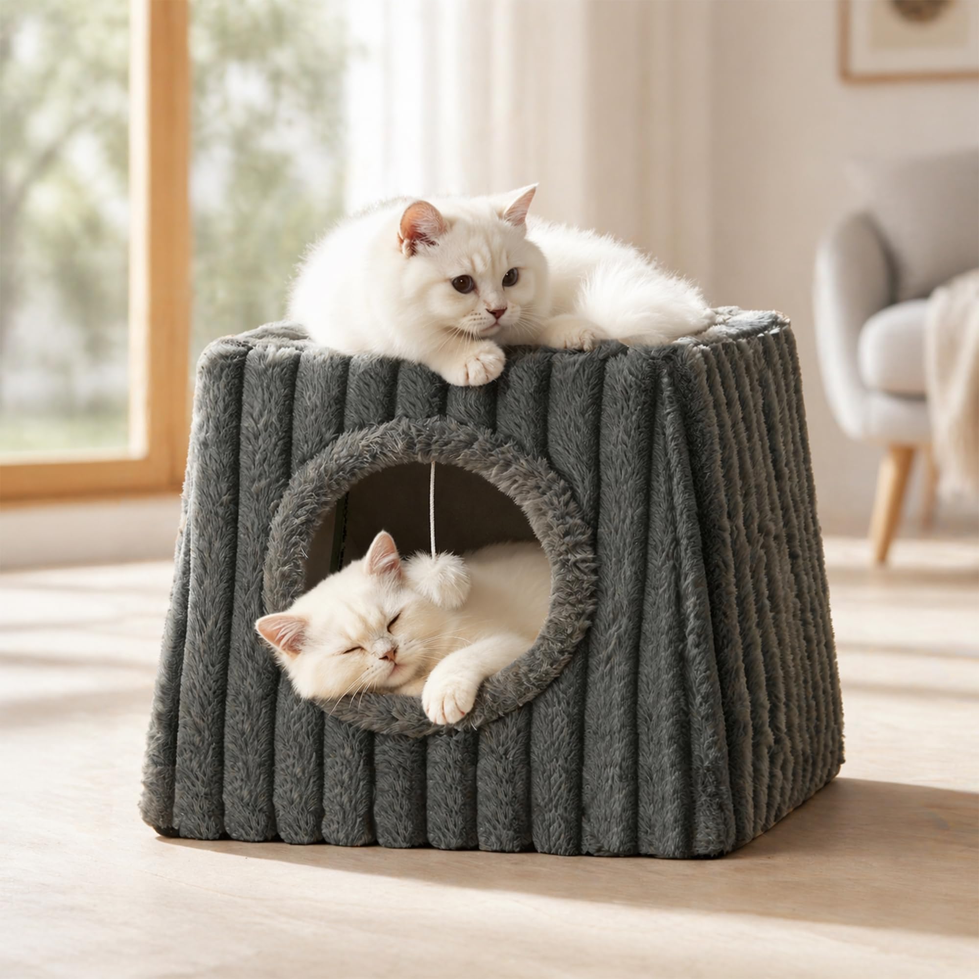 Photo 1 of Dogpals Cat Cave Bed - Large, Deep Grey