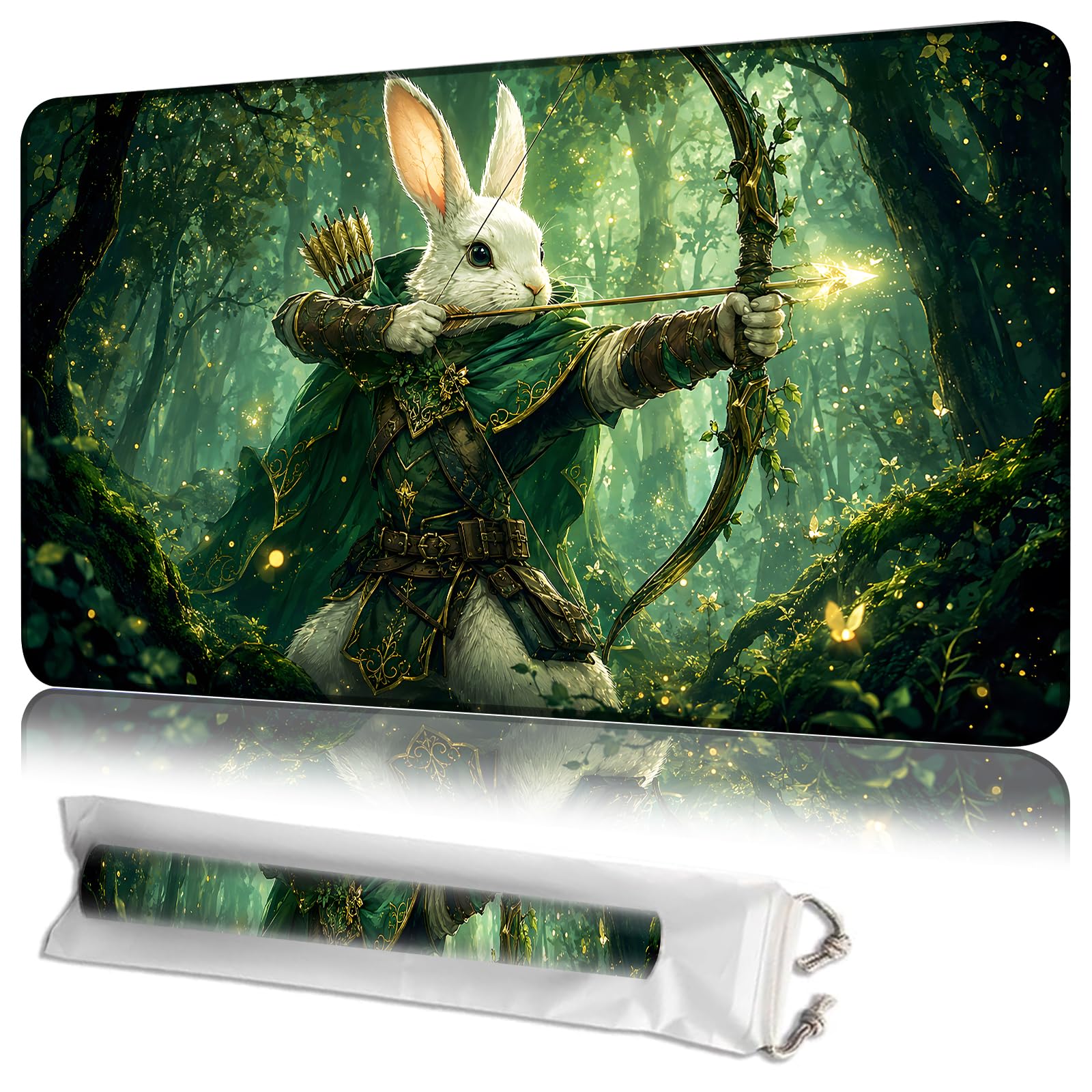 JANENFNA MTG Playmat 24 x 14 in with Storage Bag, Non-Slip Rubber Base