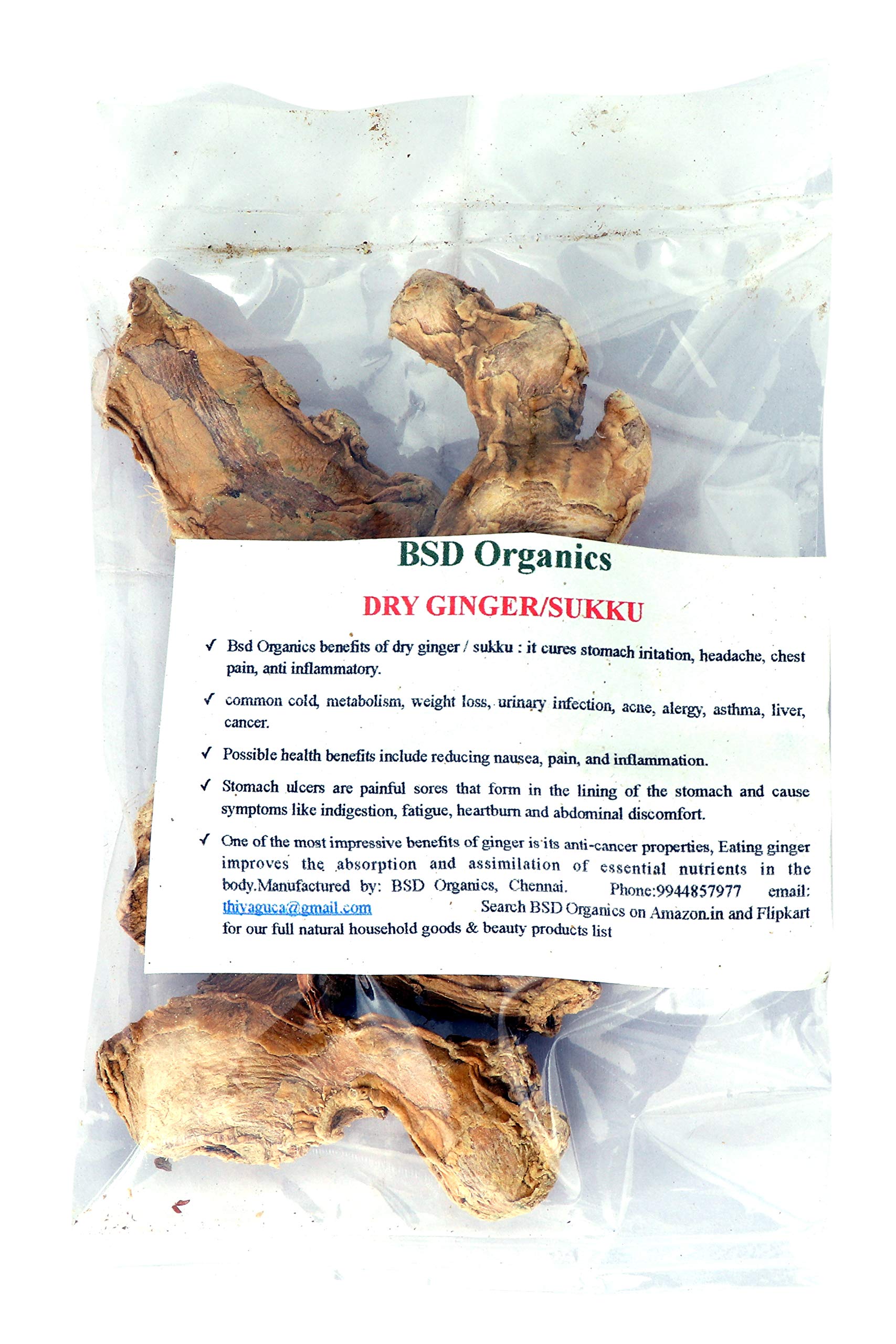 BSD ORGANICS DRY GINGER/SUKKU DRIED - 200 G
