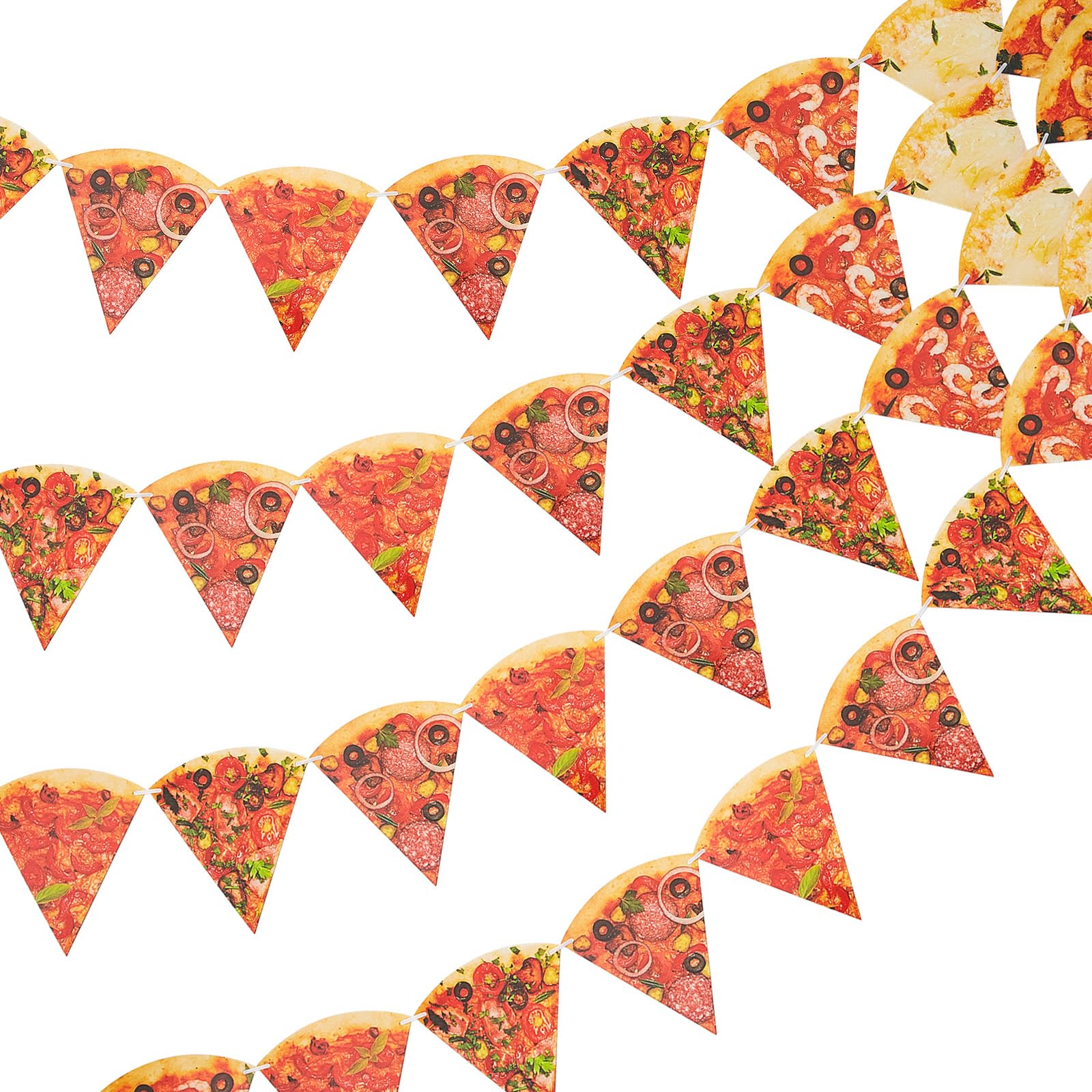 4 Pieces Pizza Photo Banner Pizza Pennant Pizza Party Theme Decoration for Pizza Themed Birthday Baby Shower Party Supply, Pre-assembled
