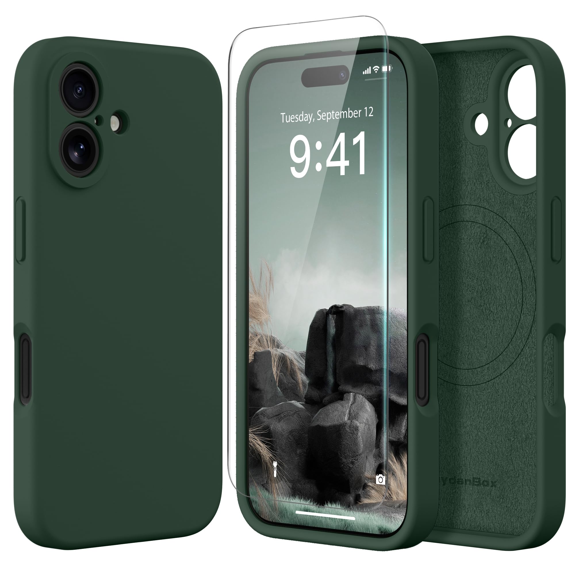 Magnetic for iPhone 16 Plus Case Silicone Alpine Green