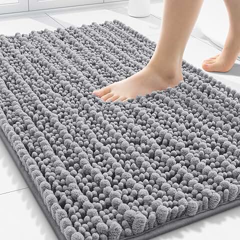 Smiry Bathroom Rugs Mat 30x20, Extra Soft Absorbent Chenille Bath Rugs, Non Slip Rubber Backing Machine Was