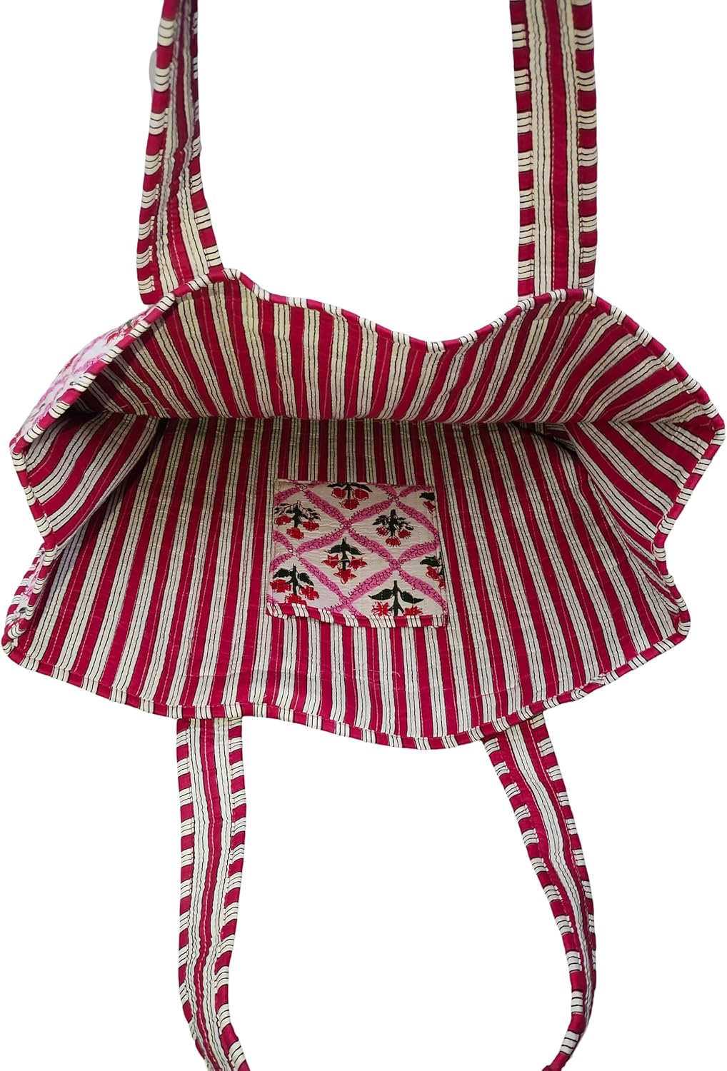 Cotton Tiger Block Print Tote Bag, Indian Handmade Shopping Shoulder Bag, Unisex Market Daily Use - Image 4