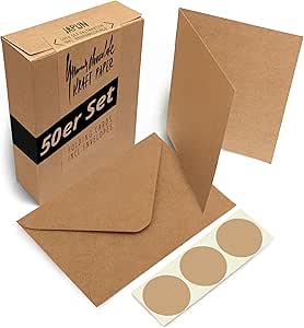 Lot De 50 Cartes Vierges A6 + Enveloppes C6 - Papier Vergé Blanc, Pour Impressions, Lettres, Invitations | Qualité Premium