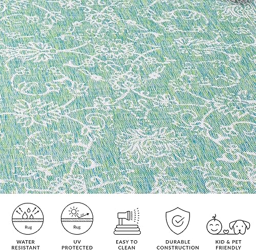 Vista 102 de SAFAVIEH Courtyard Collection - Alfombra decorativa, 2 pies 3 pulgadas x 5 pies, turquesa, no desprende pelusa y de fácil cuidado, para interiores