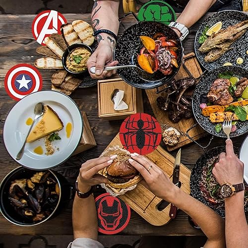 Miniatura 7 de LWZAYS 8 posavasos de pintura de diamante de superhéroe, posavasos de arte de diamante con soporte, kits de pintura de diamantes para adultos, niños