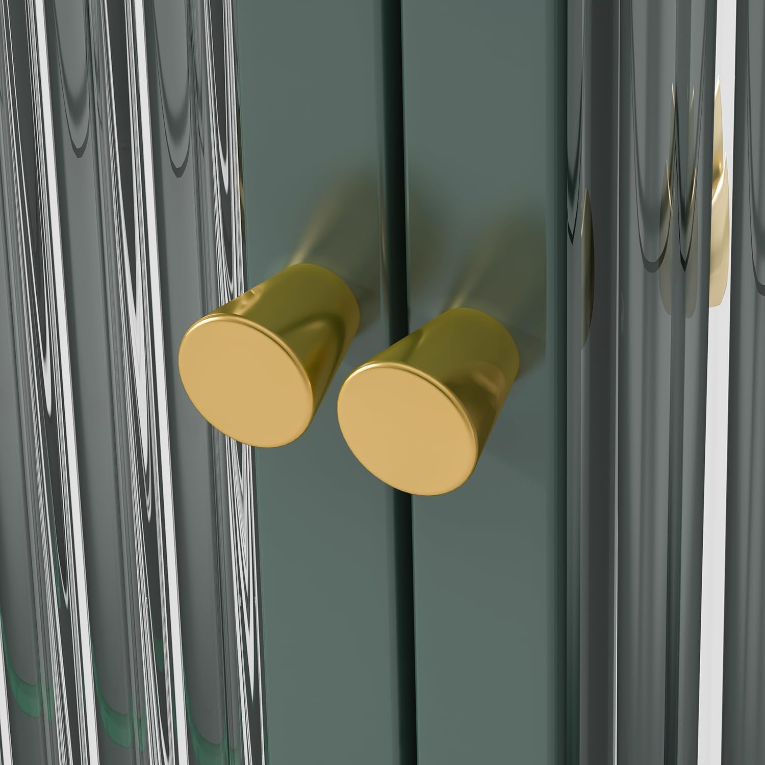 Arched Medicine Cabinet Wall Mounted Cabinet with 3 Glass Doors and Three-Tier Storage Space, Kitchen Cabinet for Bathroom, Living Room, Dining Room, Dark Green