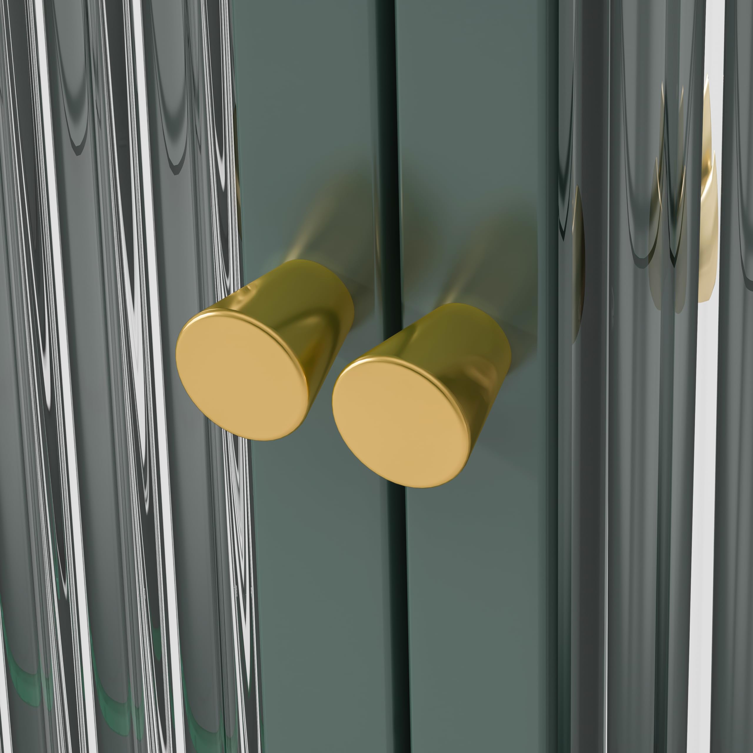 Armadio da cucina con 3 ante in vetro, vetrina sospesa a forma di arco, pensile per cucina, soggiorno e bagno (verde scuro)