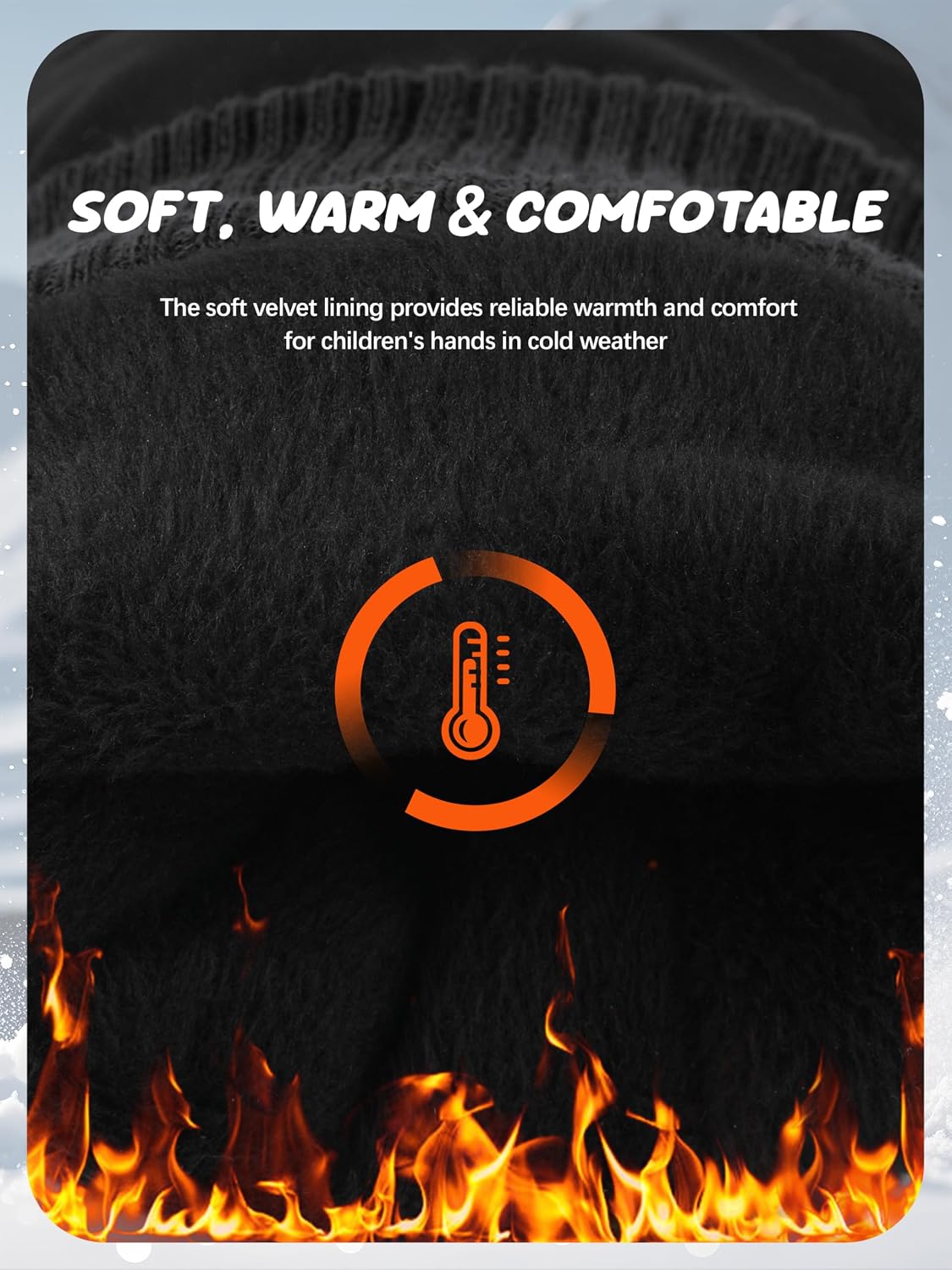 Toddler Mittens Kids Snow Ski Mitten Baby Fleece Warm Waterproof Windproof Gloves for Boys Girls Black 2-4T