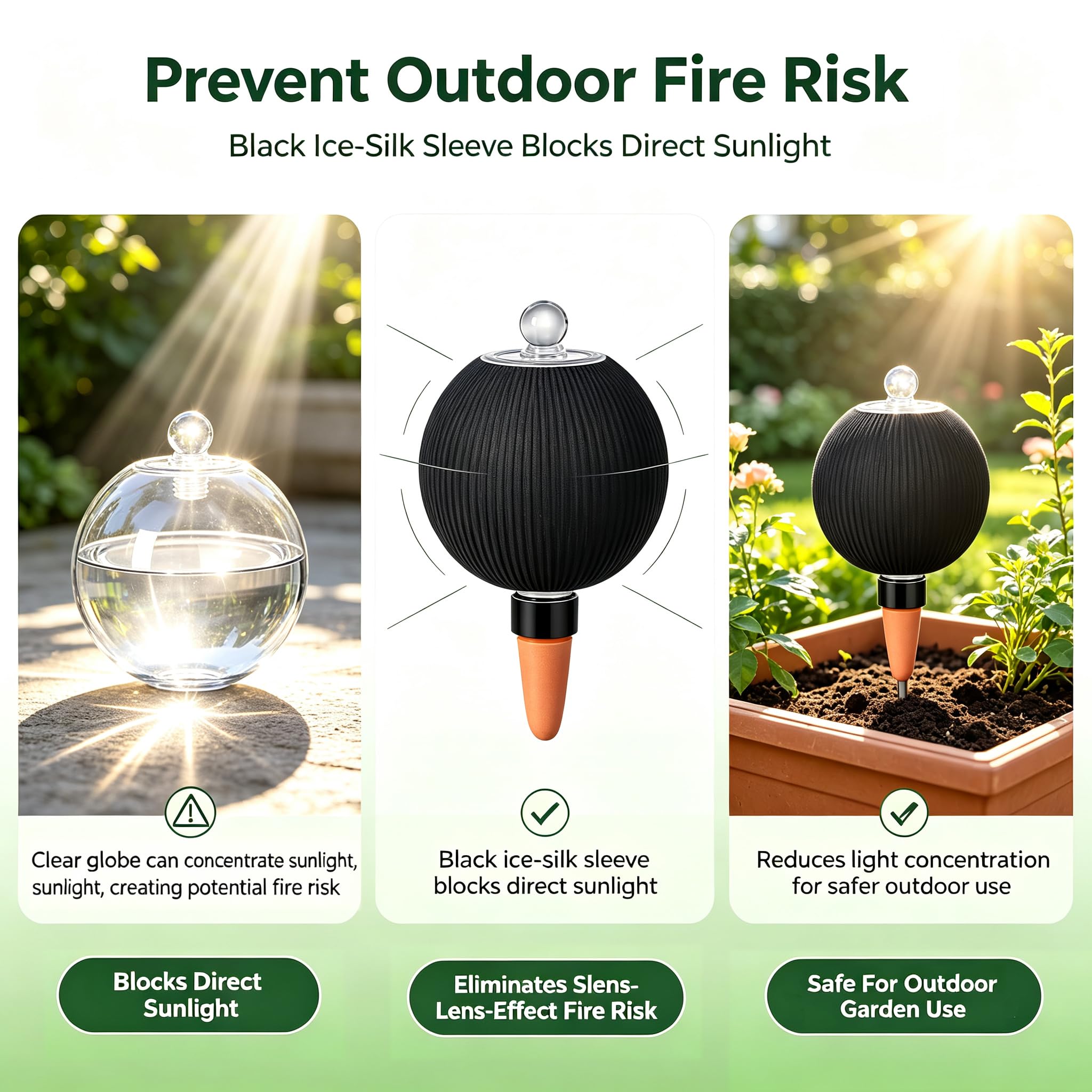 Lot de 2 grands globes d'arrosage automatique en plastique pour plantes 737 g | Jusqu'à 21 jours d'arrosage pour de longues vacances, bouchon en verre anti-obstruction pour éviter la saleté