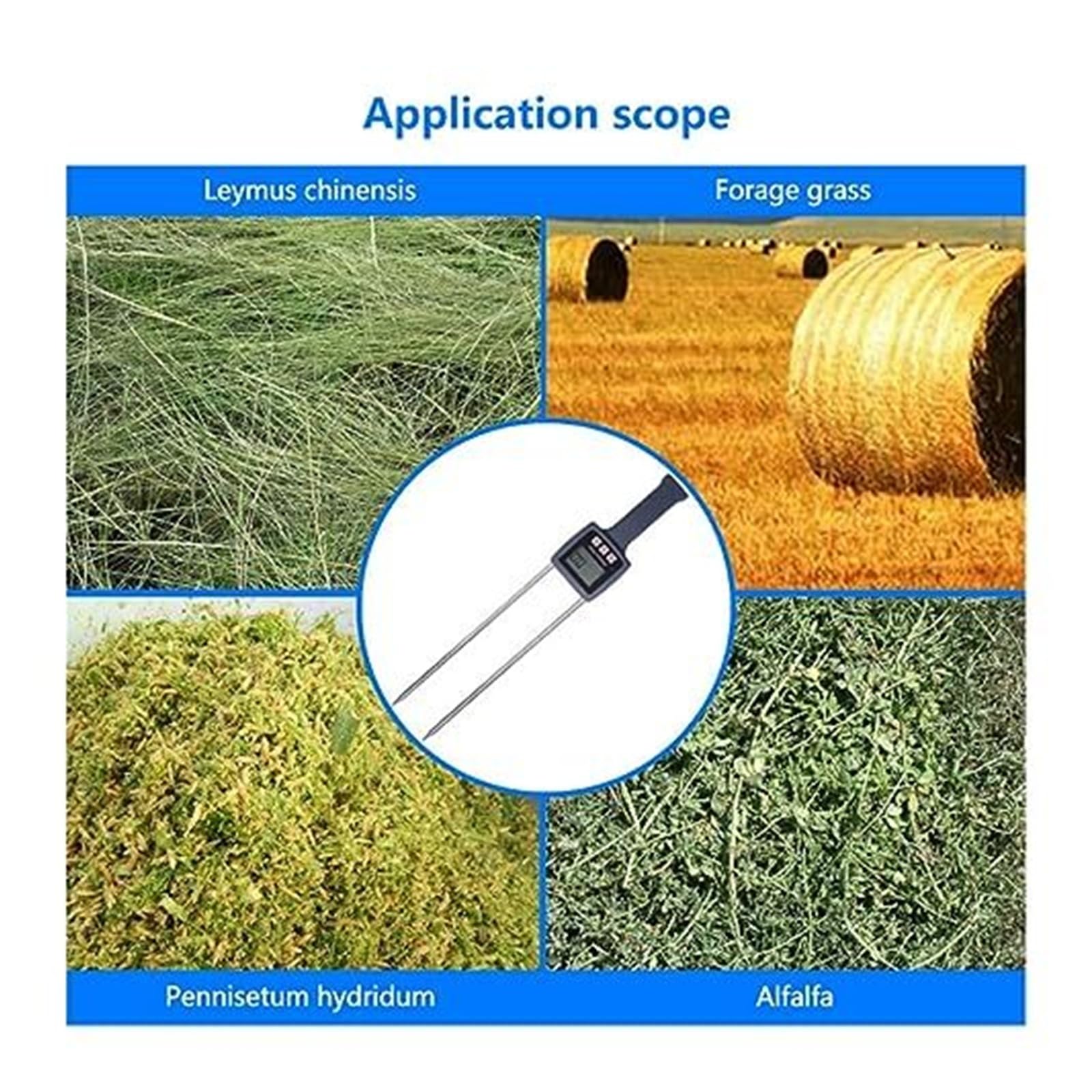 Przenośny miernik wilgotności siana TK100H do testowania trawy z otrębów zbożowych, dokładny, lekki, wyświetlacz LCD