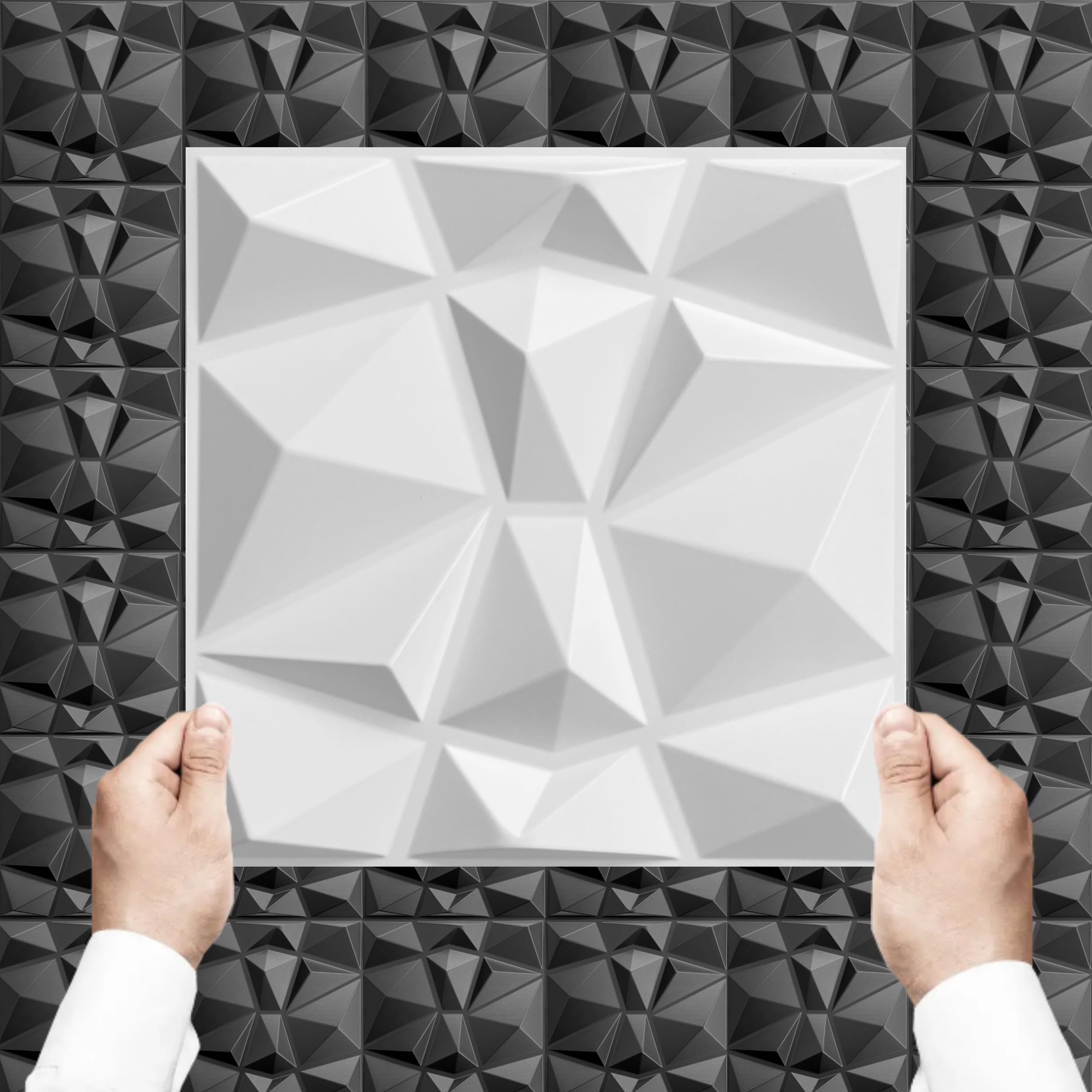3D-wandpanelen, 3D-panelen, pvc-plaat, 3D-wandpanelen, gevelbekleding, plafondpanelen, gaming wandpanelen, behang, zwart, voor woonkamer, slaapkamer, 12 stuks