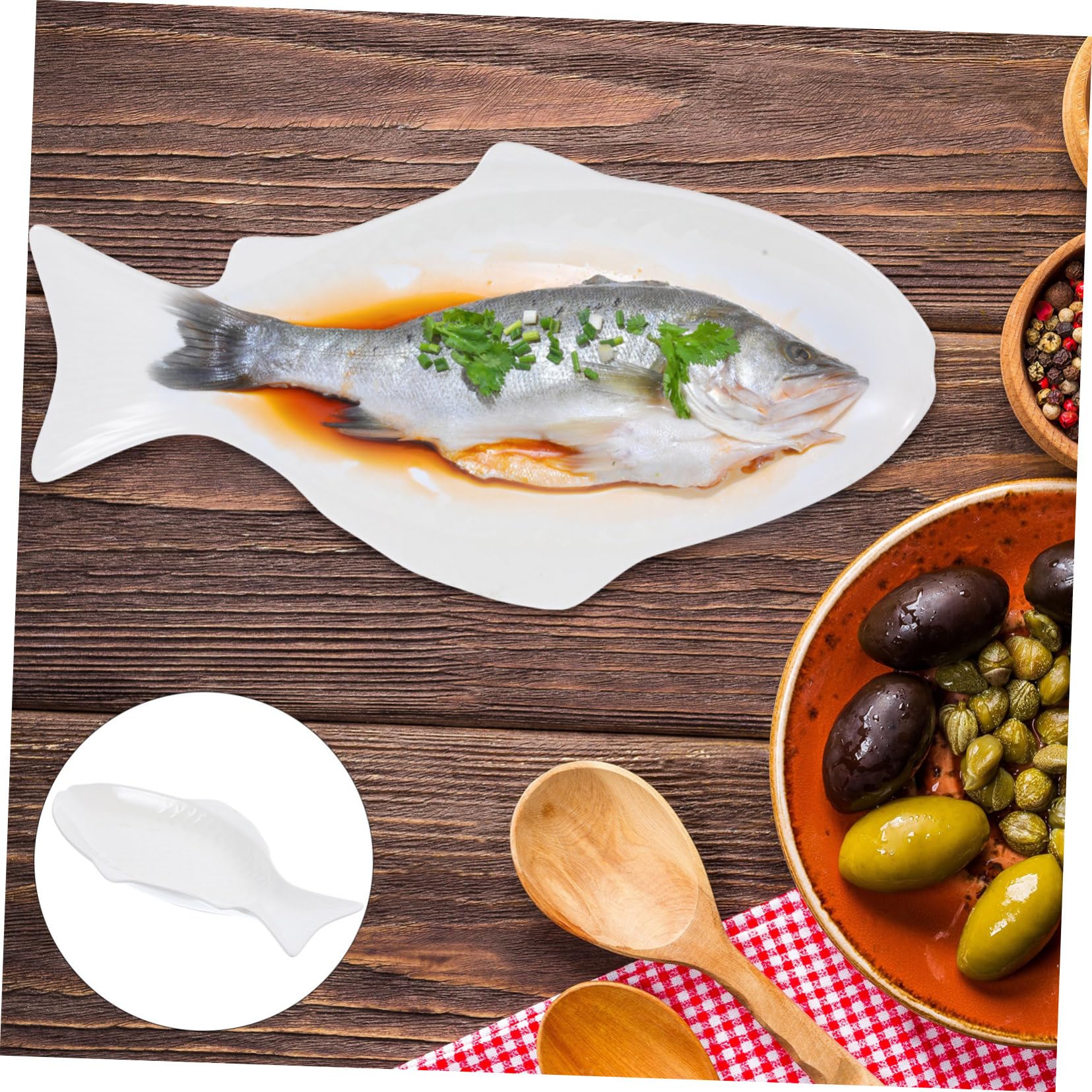 Amazon.co.jp: PAMINGONO 陶器製魚蒸し器 魚の盛り付け皿 魚形