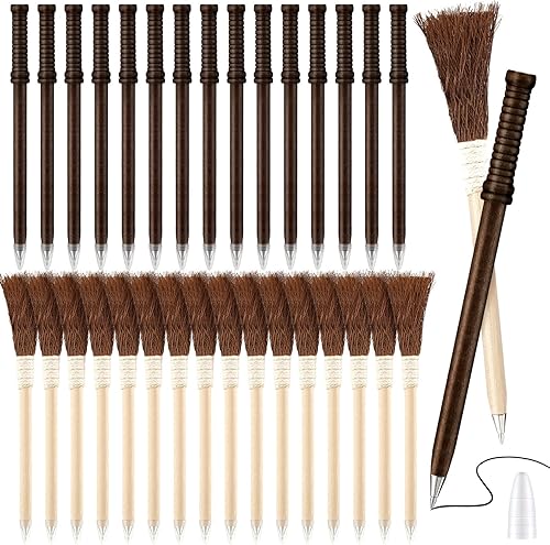 30 bolígrafos de escoba a granel, escoba de bruja, bolígrafo y varita de mago, recuerdos de fiesta, escoba con tapa para bolígrafo para