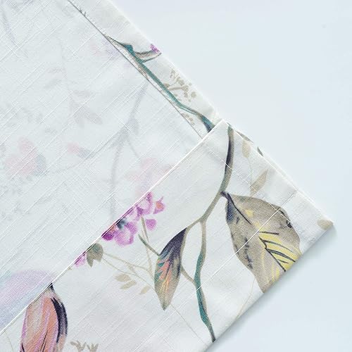 Miniatura 5 de VOGOL Cortinas decorativas con cenefa para habitación de niñas, estampado de flores de pájaros rosados, cortina de ventana pequeña, cenefa con