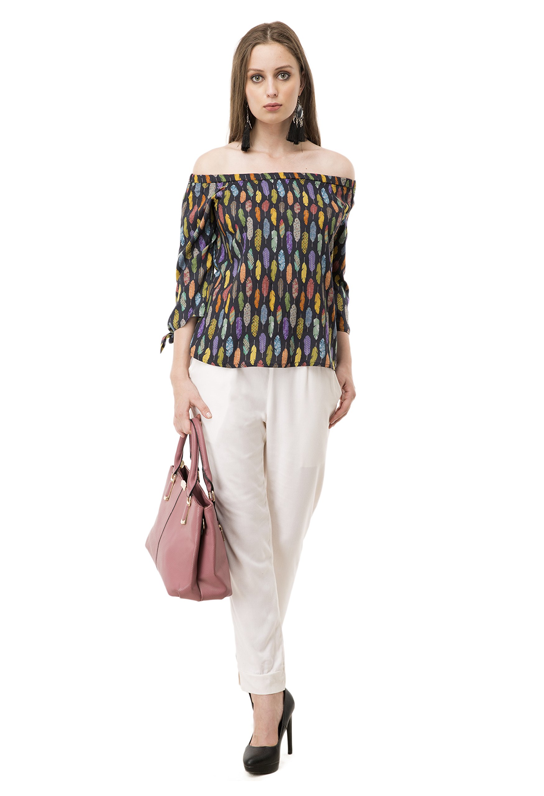 CATTLEYA Off Shoulder 3/4 Tie Sleeves Top